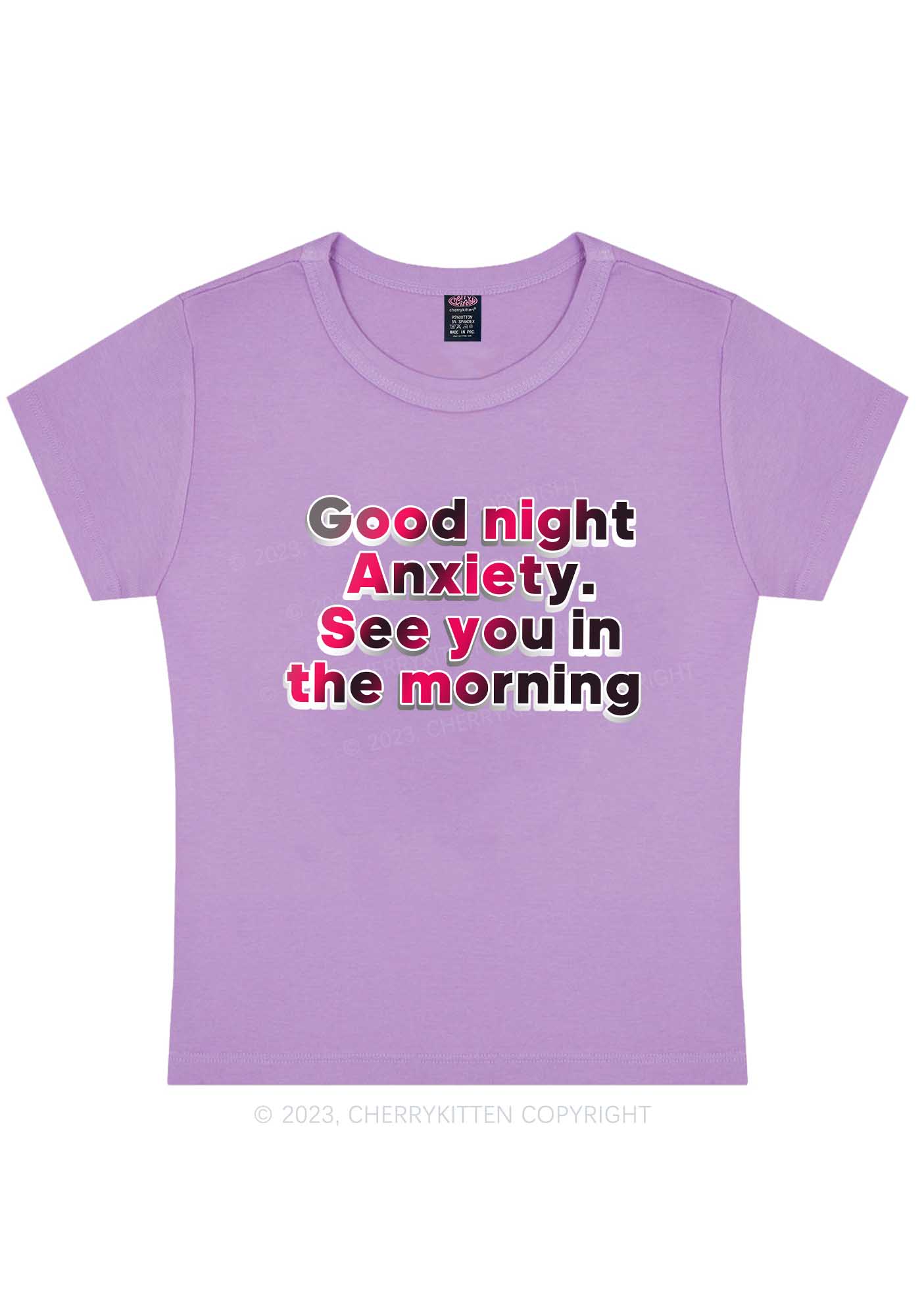 Curvy Good Night Anxiety See You Morning Y2K Baby Tee Cherrykitten