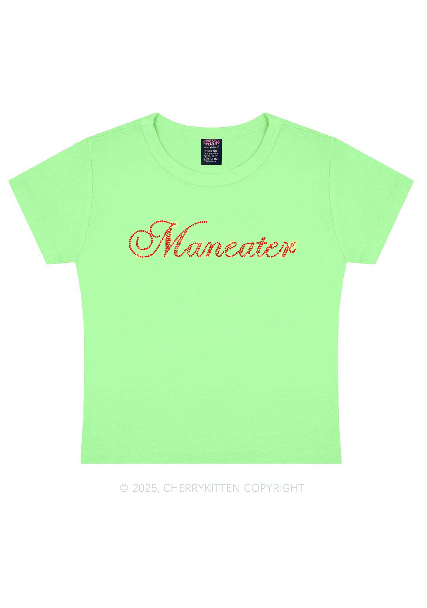 Rhinestone Maneater Y2K Baby Tee Cherrykitten