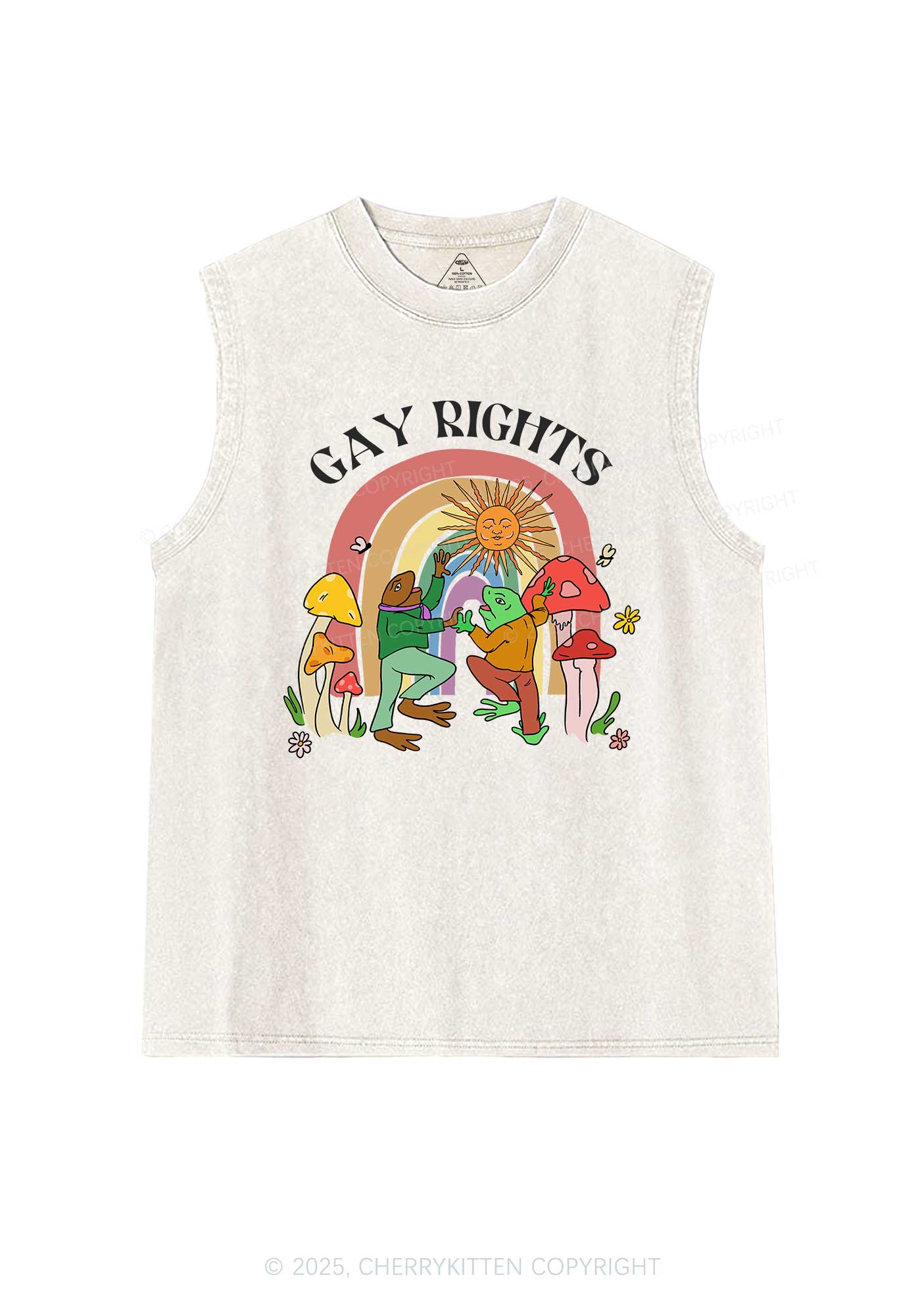 Gay Rights Pride Y2K Washed Muscle Tank Cherrykitten