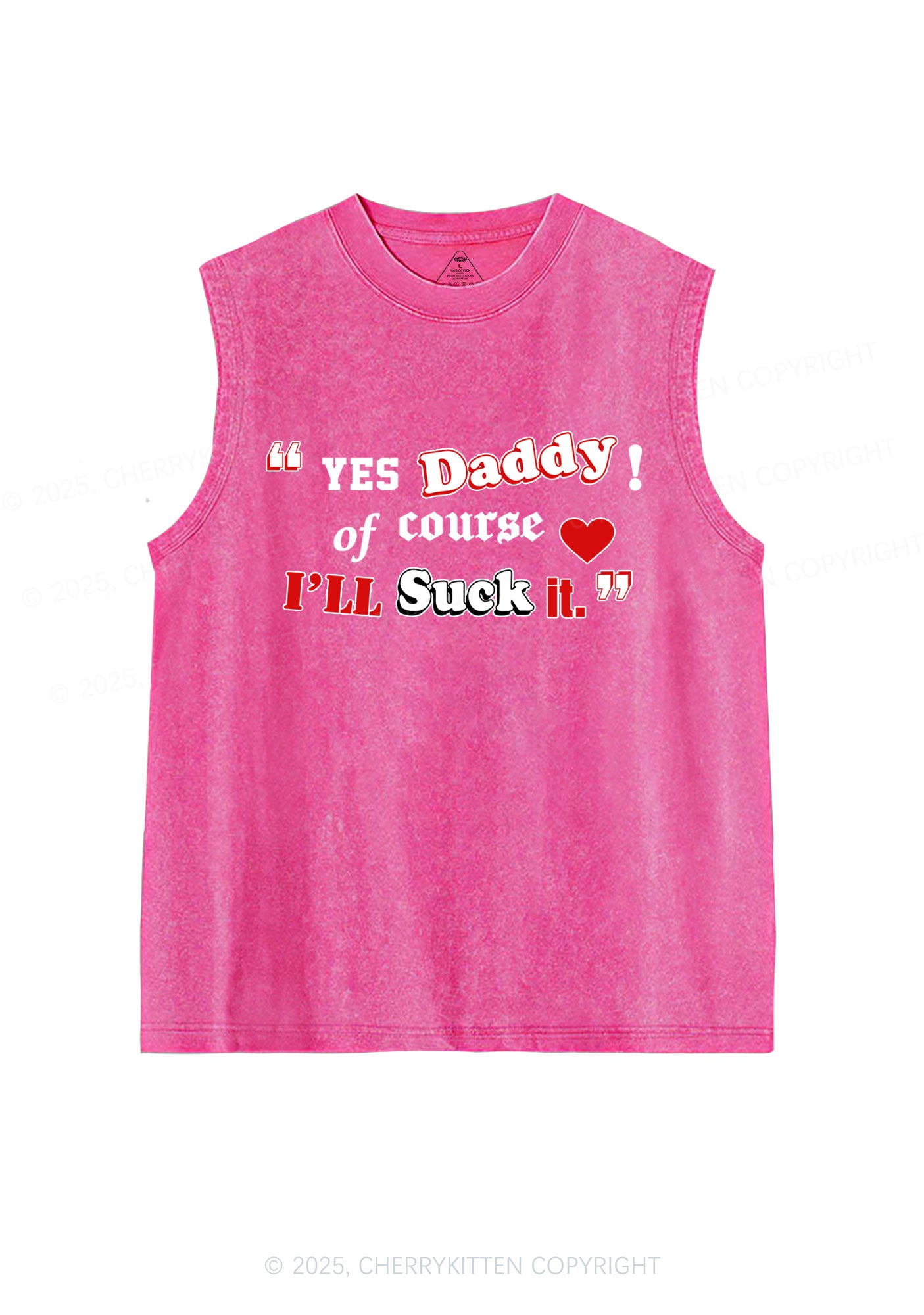 Daddy Suck It Y2K Washed Muscle Tank Cherrykitten