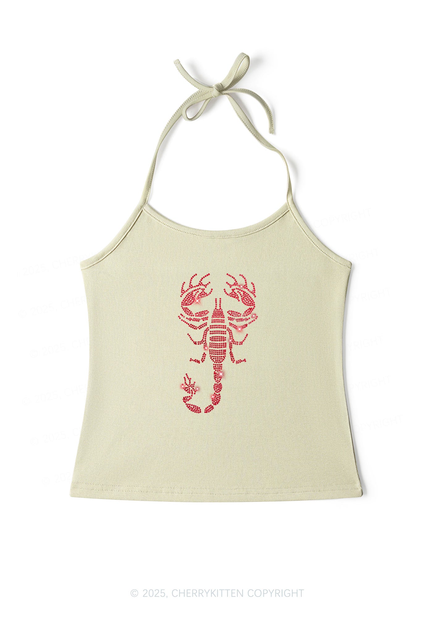 Rhinestone Red Scorpion Y2K Halter Neck Cami Cherrykitten