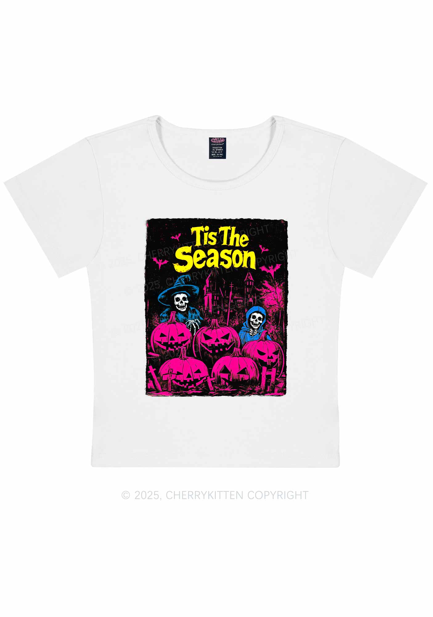 Halloween Tis The Season Skull Y2K Baby Tee Cherrykitten
