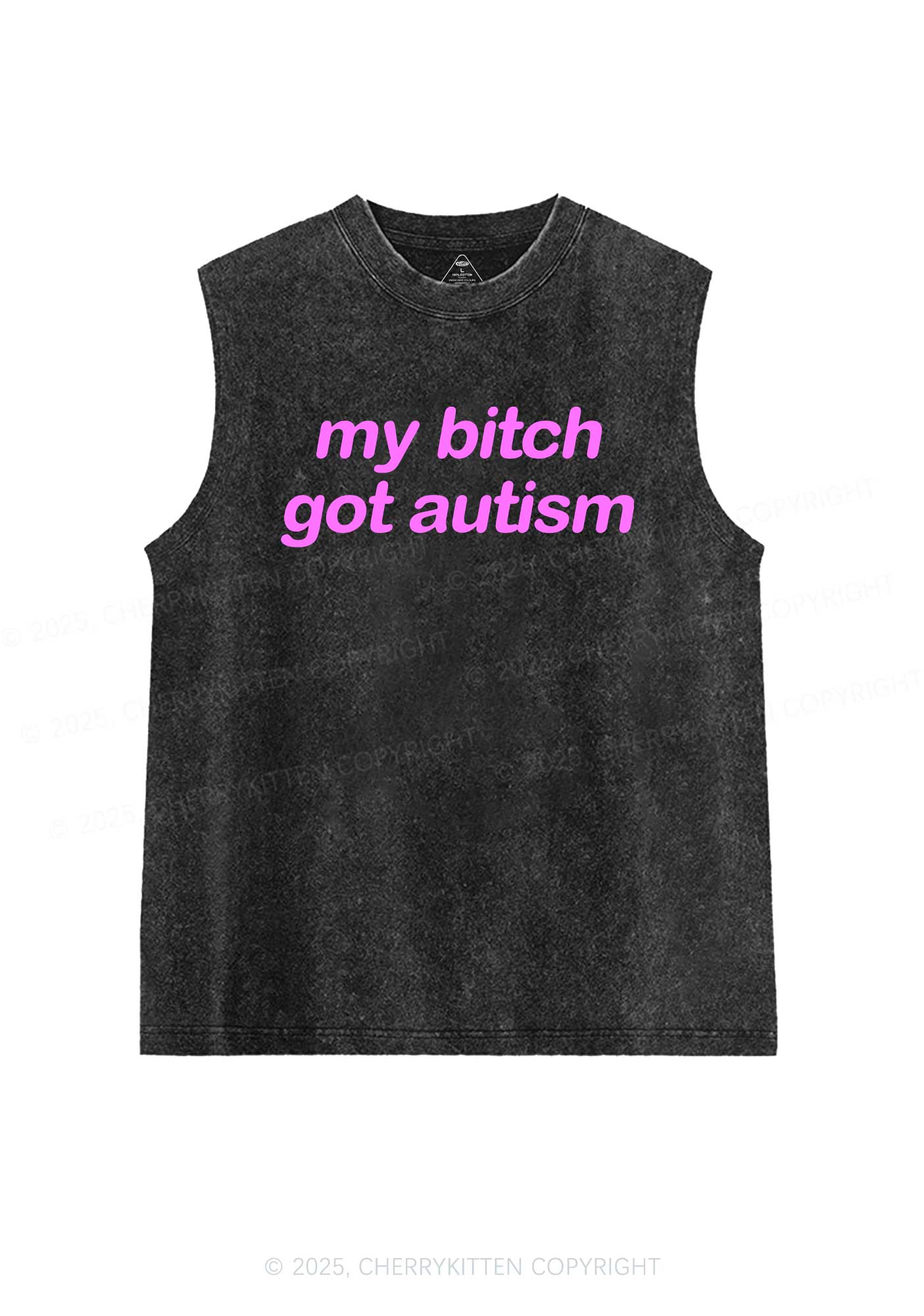 My Bxxch Got Autism Y2K Washed Muscle Tank Cherrykitten