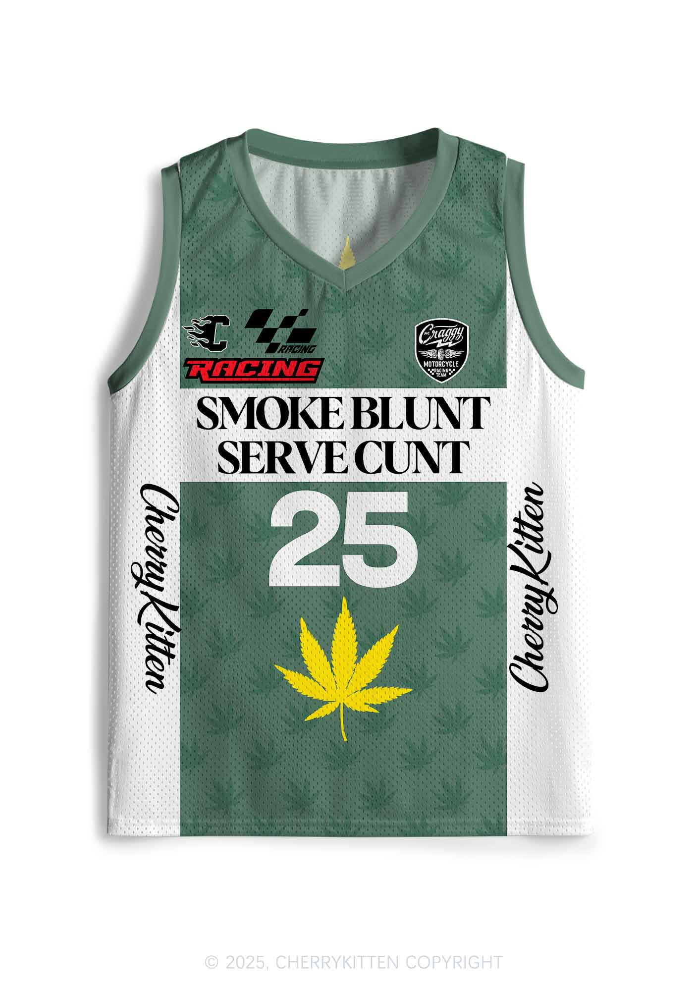 Custom Green Racing Smoke Blunt Y2K Sport Jersey Tank Cherrykitten