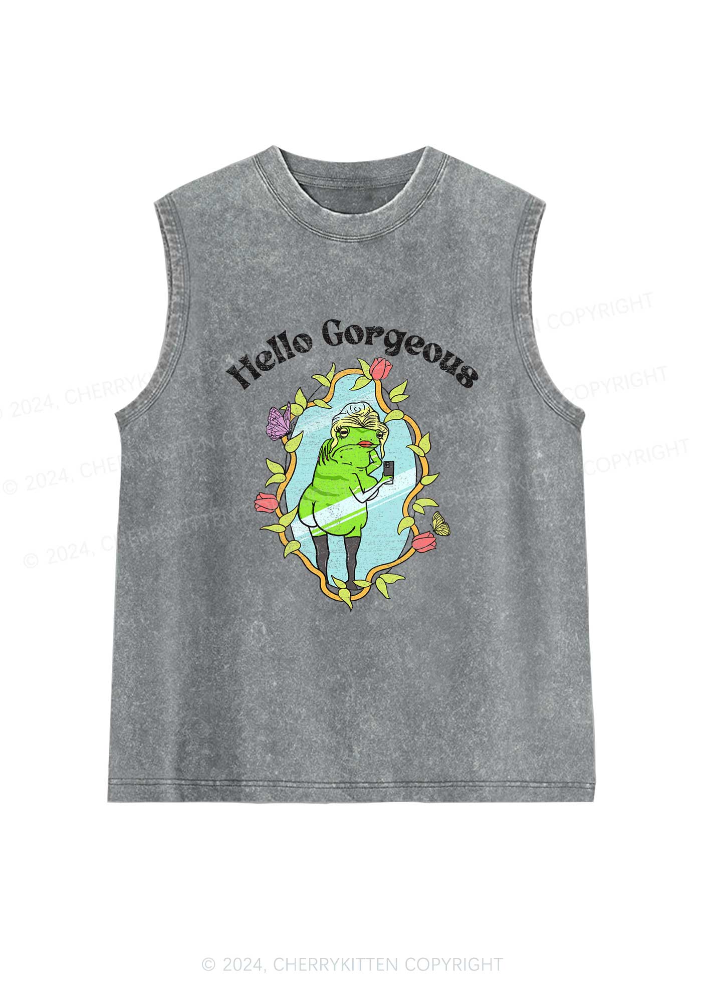 Hello Gorgeous Y2K Washed Tank Cherrykitten