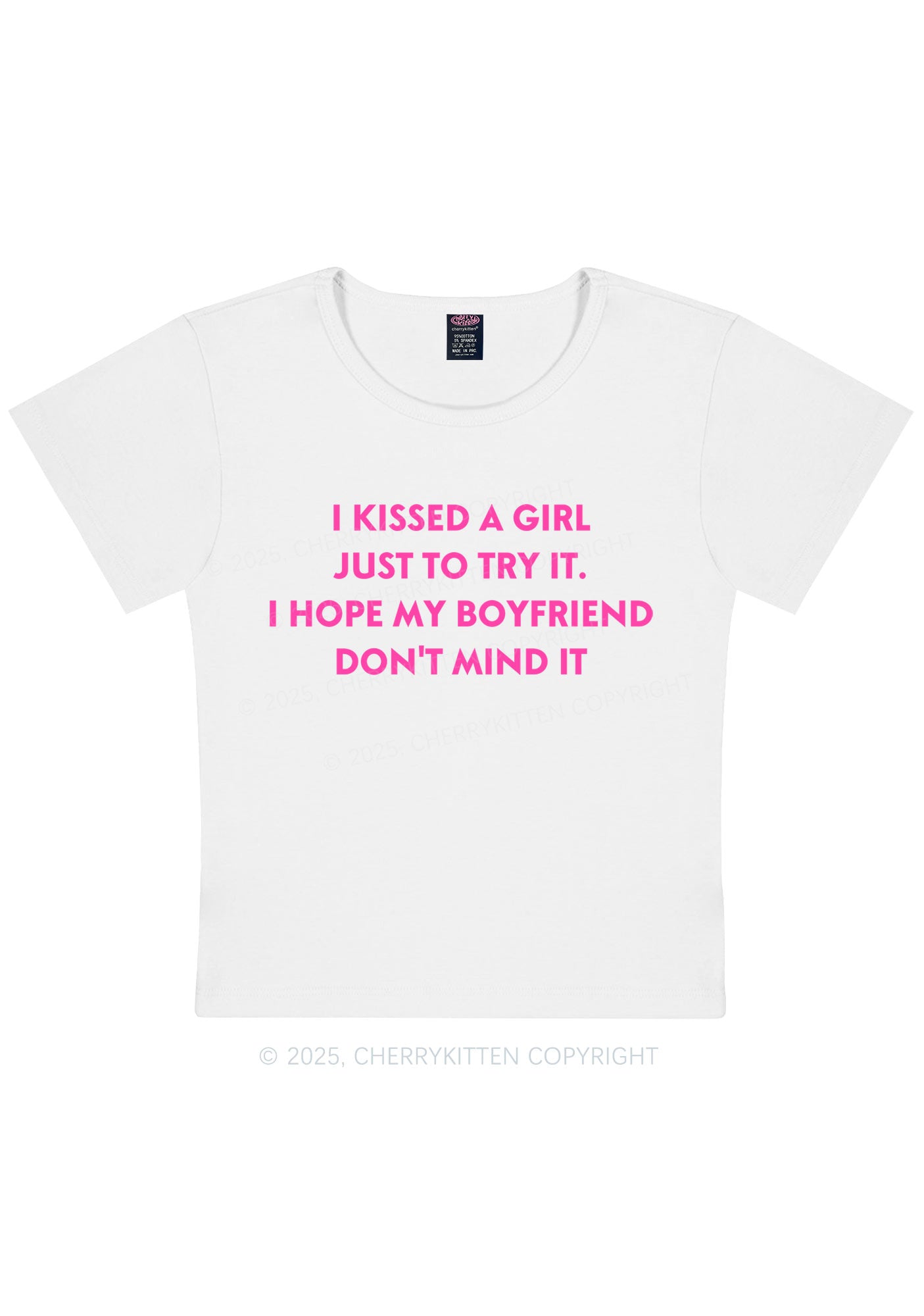 I Just Kissed A Girl Pride Y2K Baby Tee Cherrykitten