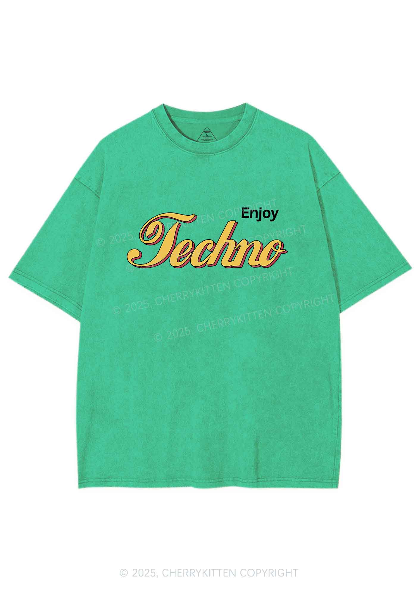 Enjoy Techno Y2K Shirts Washed Tee Cherrykitten