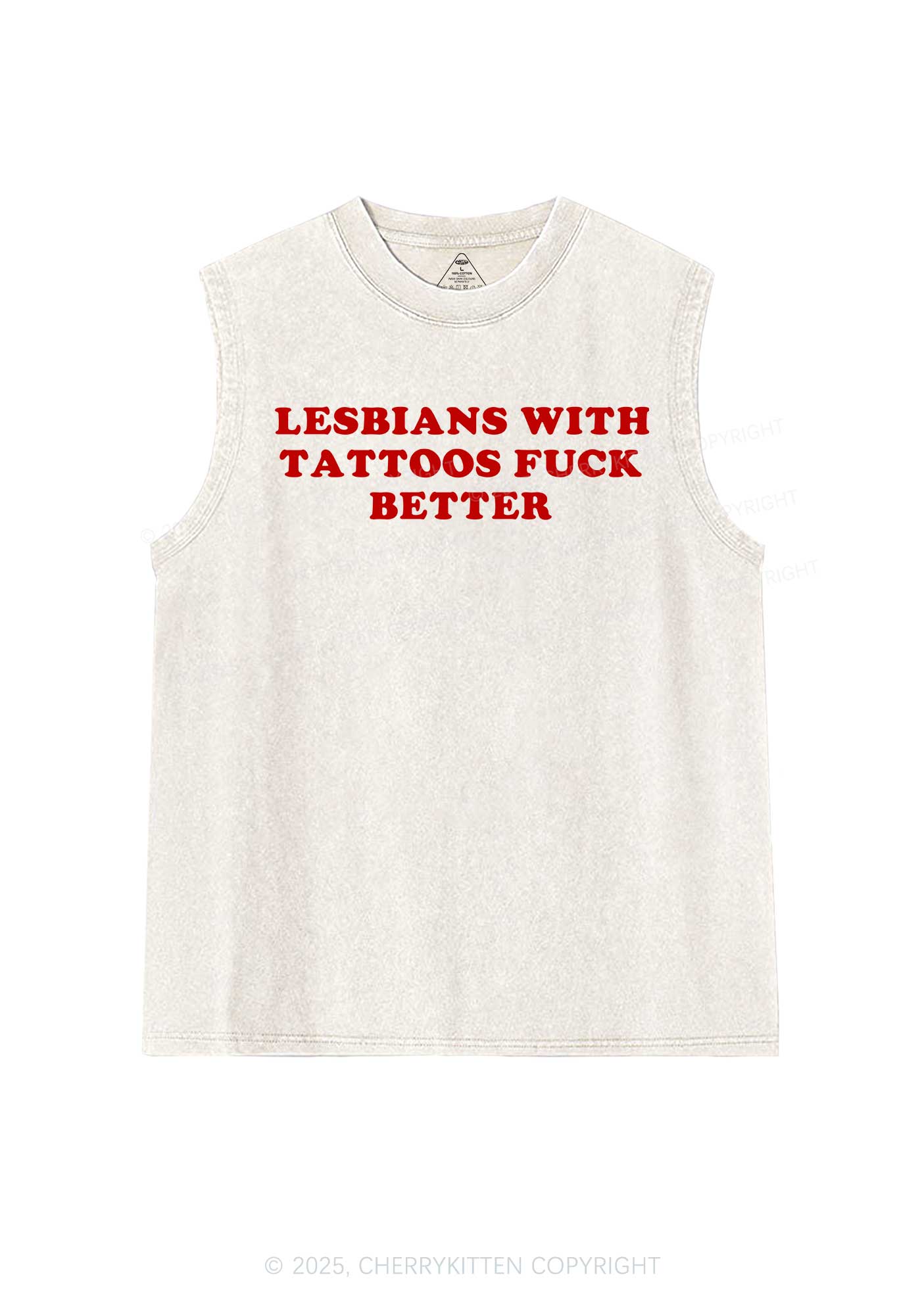 Lesbians With Tattoos Pride Y2K Washed Muscle Tank Cherrykitten