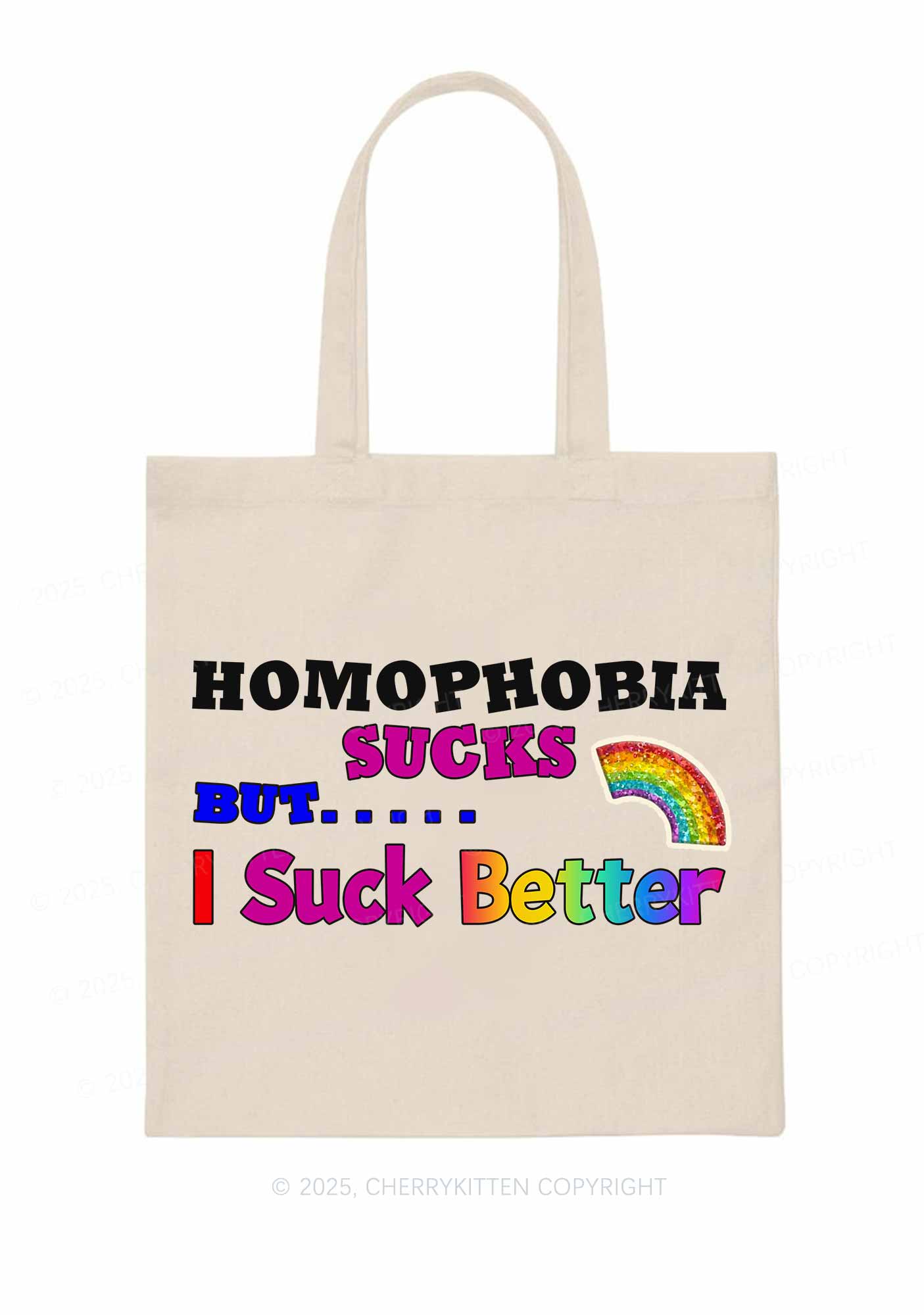 Homophobia Sucks Pride Y2K Canvas Tote Bag Cherrykitten