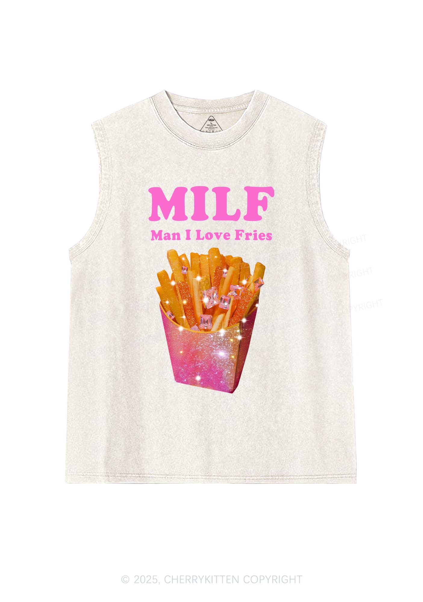 Man I Love Fries Y2K Washed Muscle Tank Cherrykitten