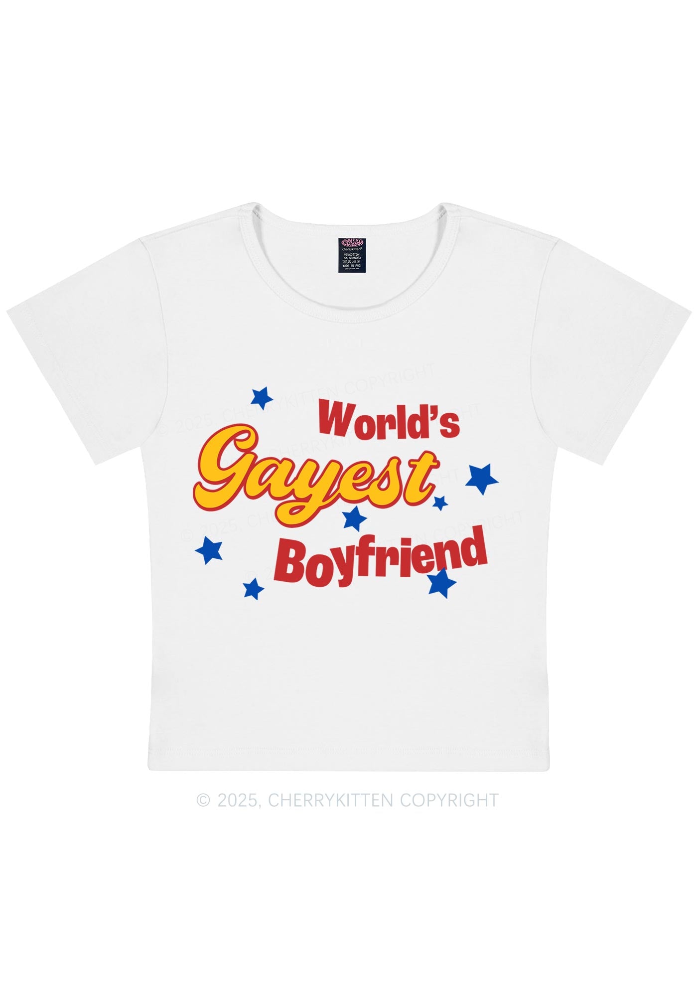 Worlds Gayest Boyfriend Pride Y2K Baby Tee Cherrykitten