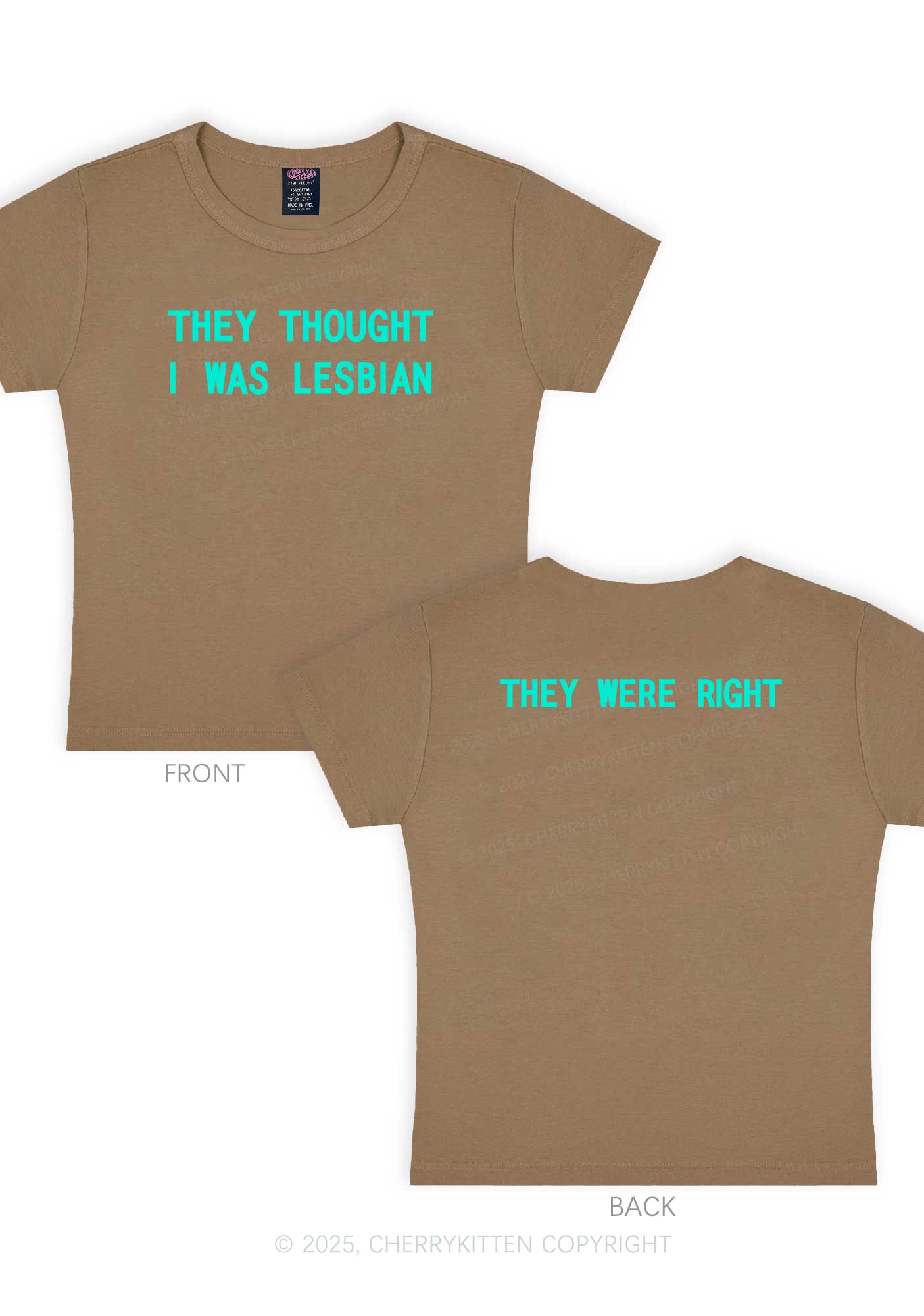 I Was Lesbian Two Sides Pride Y2K Baby Tee Cherrykitten