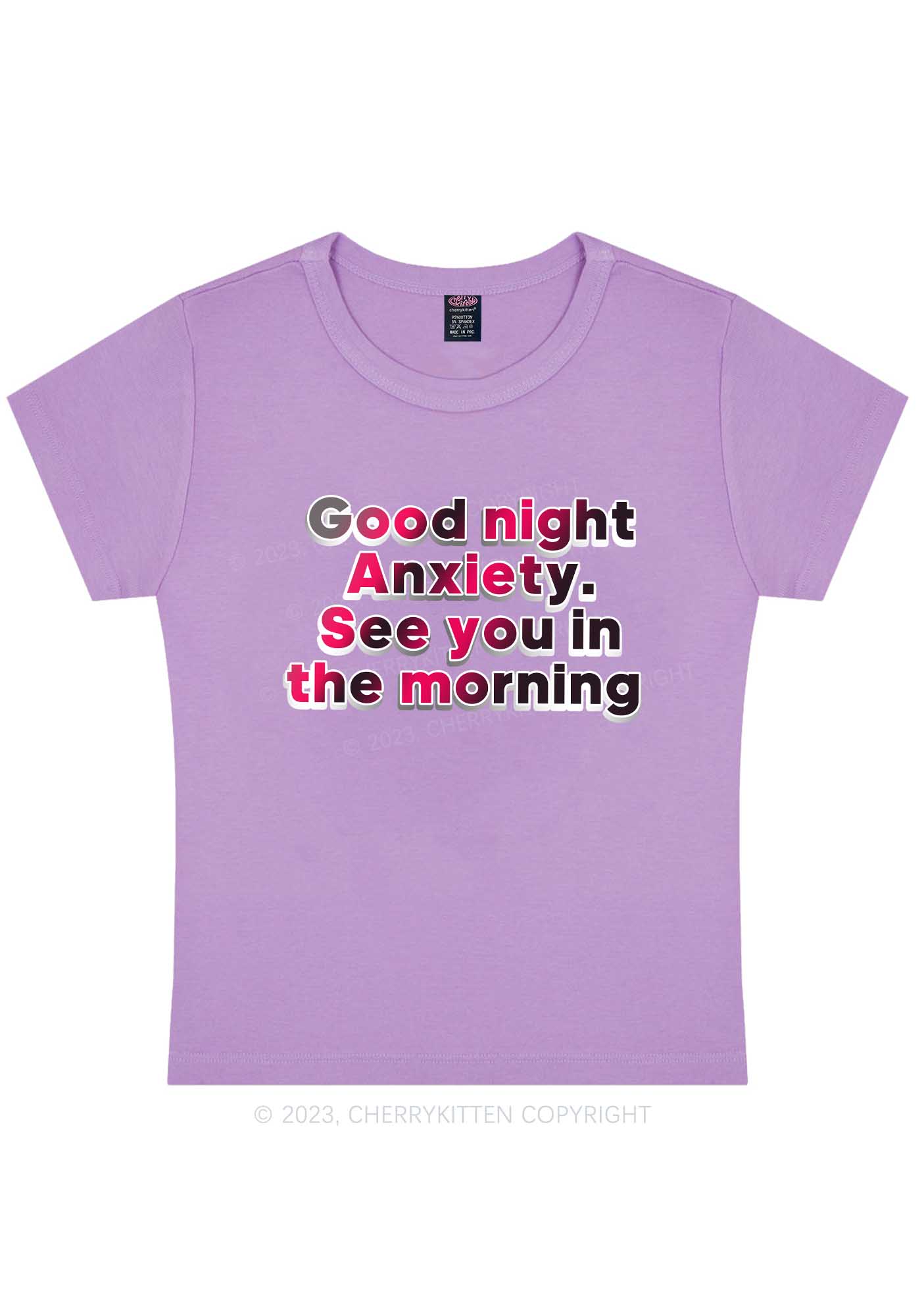 Good Night Anxiety Y2K Baby Tee Cherrykitten