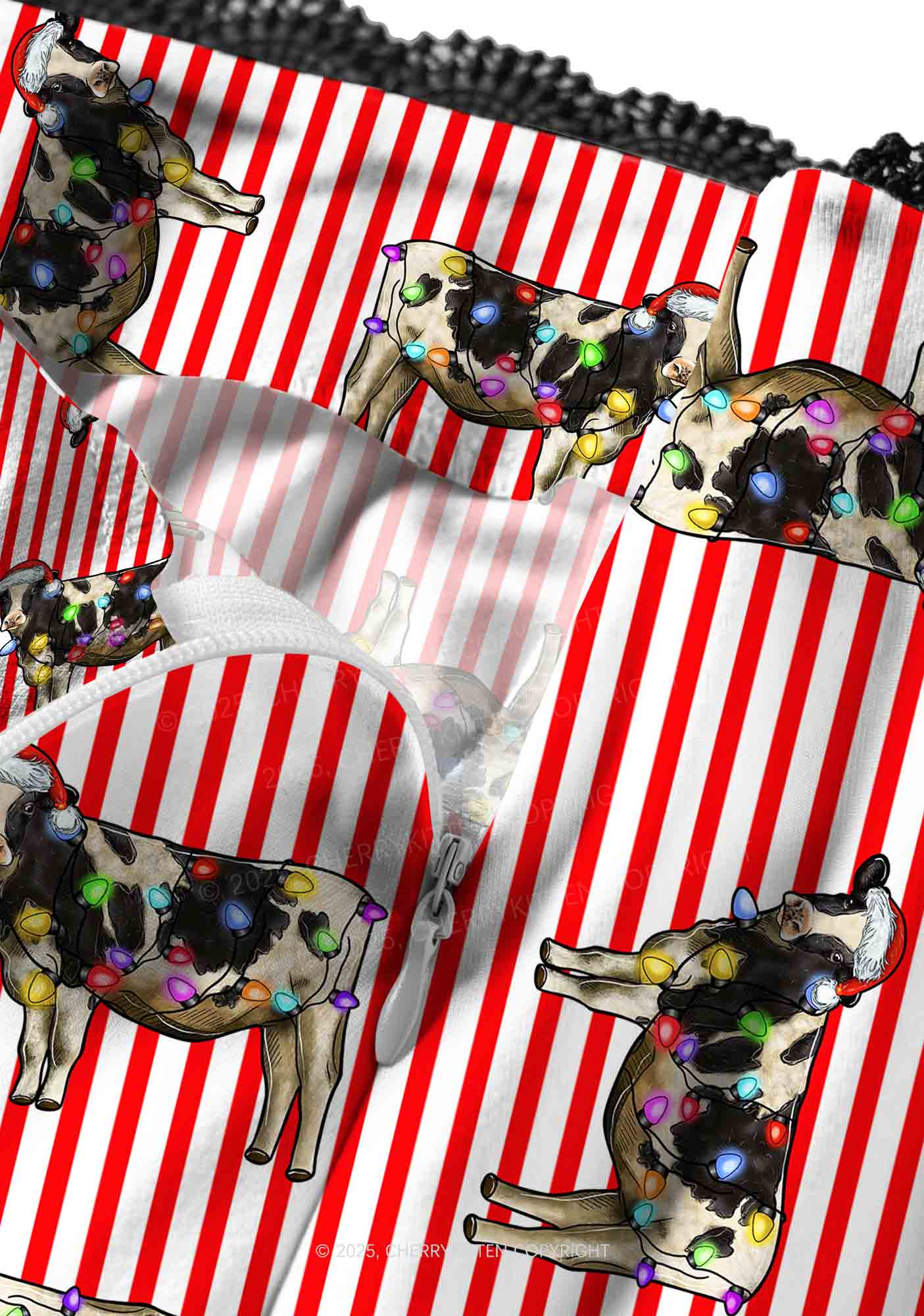 Christmas Cow Y2K Print Midi Skirt Cherrykitten