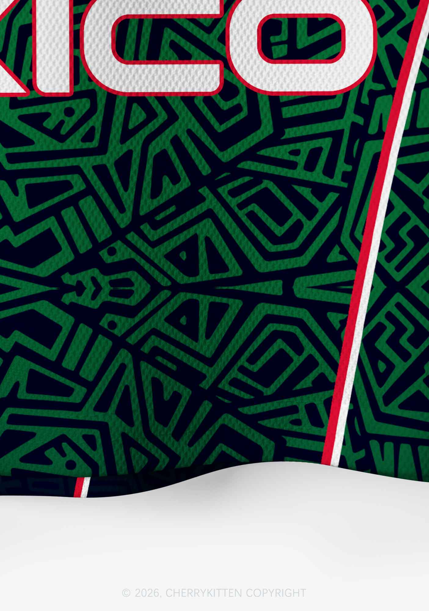 Custom Green Mexico Geometric Pattern Y2K Crop Sport Jersey Shirts Cherrykitten