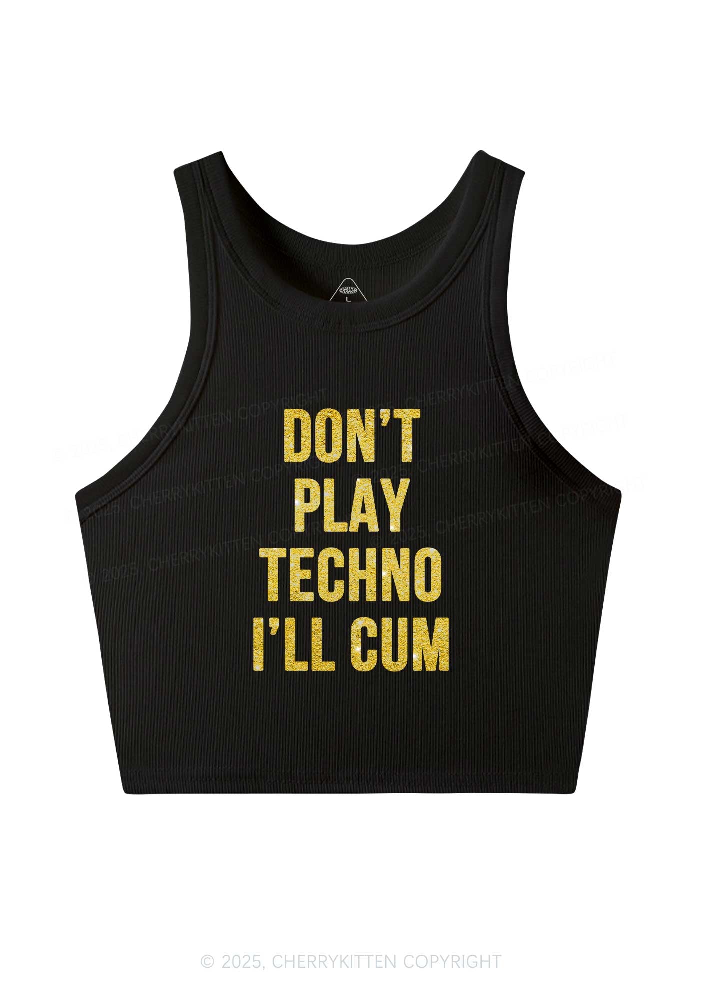 Glitter Dont Play Techno Y2K Crop Tank Top Cherrykitten