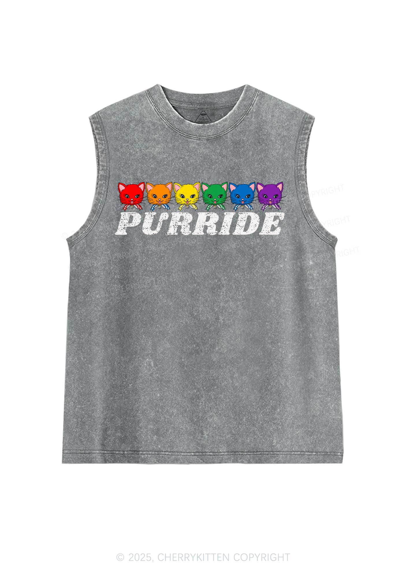 Purride Cat Pride Y2K Washed Muscle Tank Cherrykitten