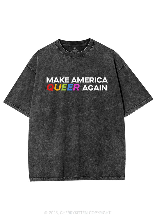 Make America Queer Again Pride Y2K Shirts Washed Tee Cherrykitten