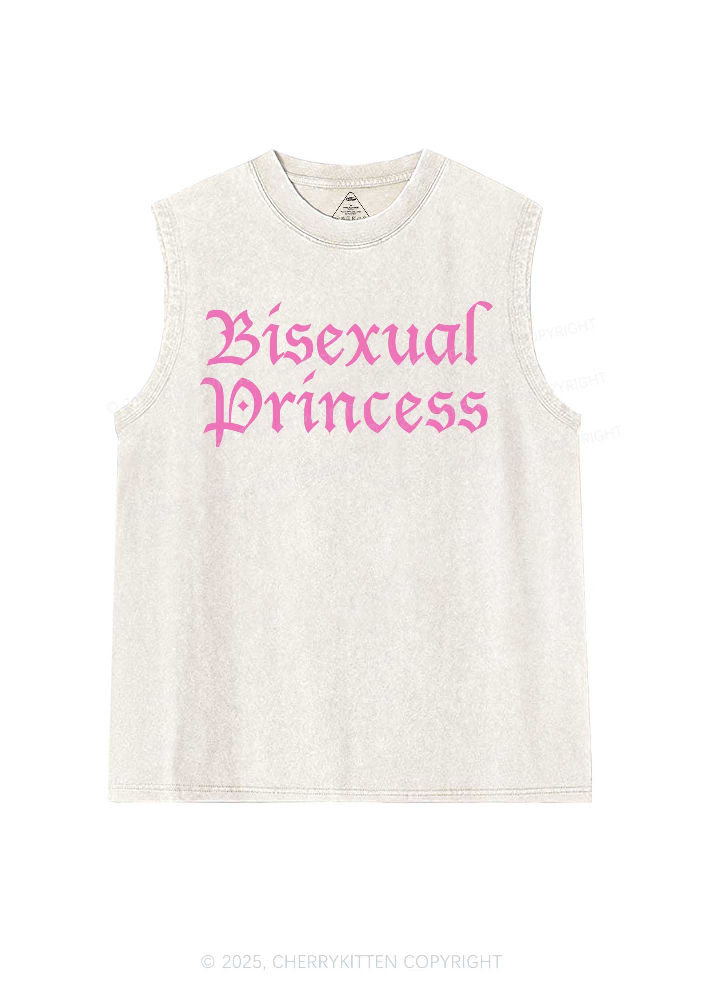 Bisexual Princess Pride Y2K Washed Muscle Tank Cherrykitten