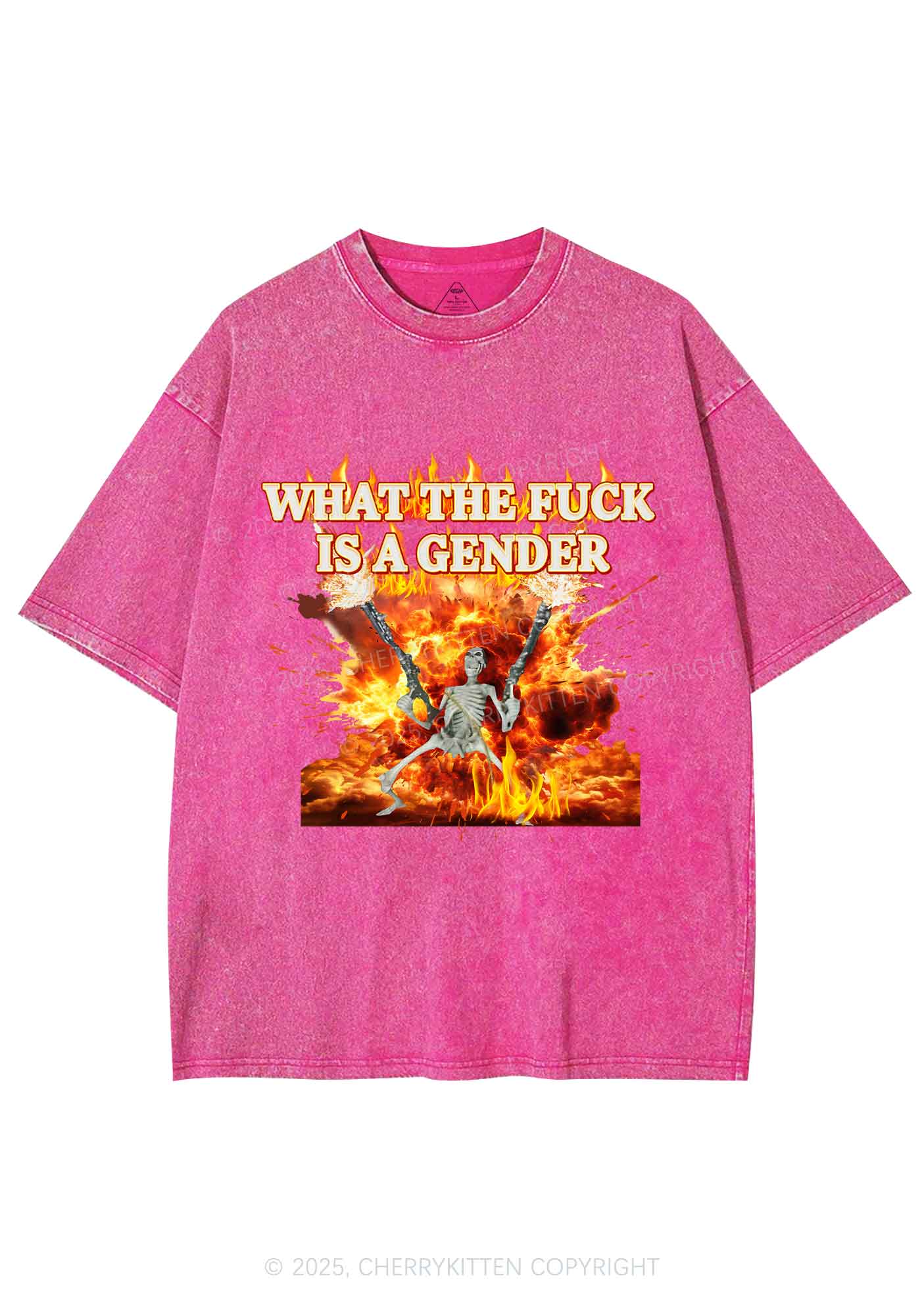 Skeleton Gender Y2K Shirts Washed Tee Cherrykitten
