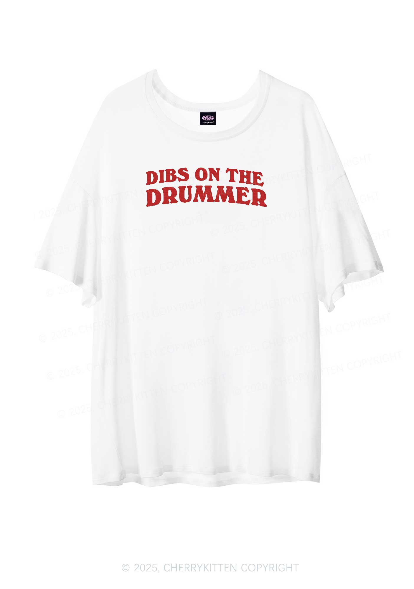 Dibs On The Drummer Y2K Sheer Boyfriend Tee Cherrykitten