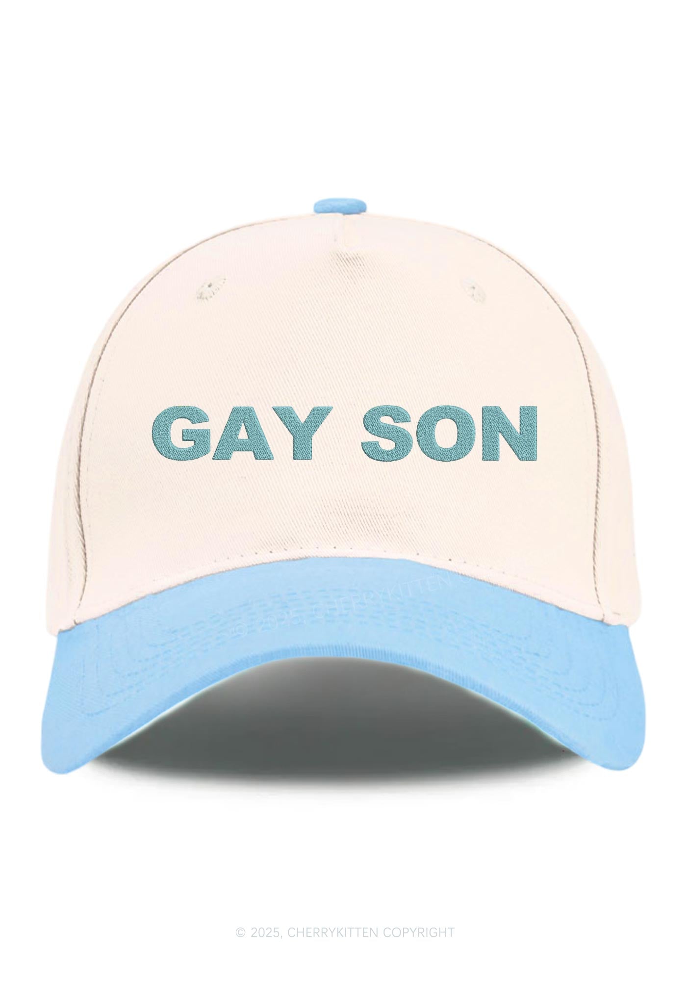 Embroidered Gay Son Pride Y2K Color Block Baseball Cap Cherrykitten