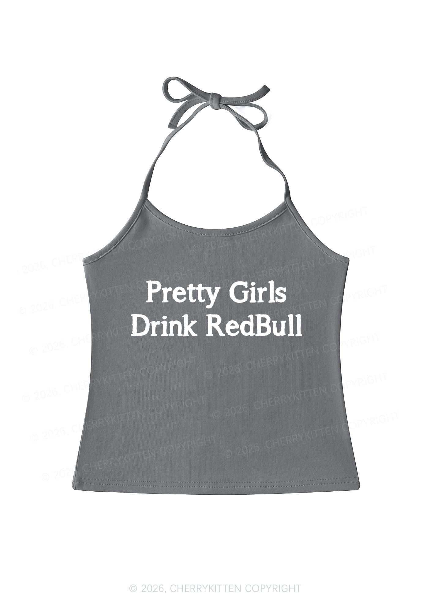 Pretty Girls Drink Red Y2K Halter Neck Cami Cherrykitten