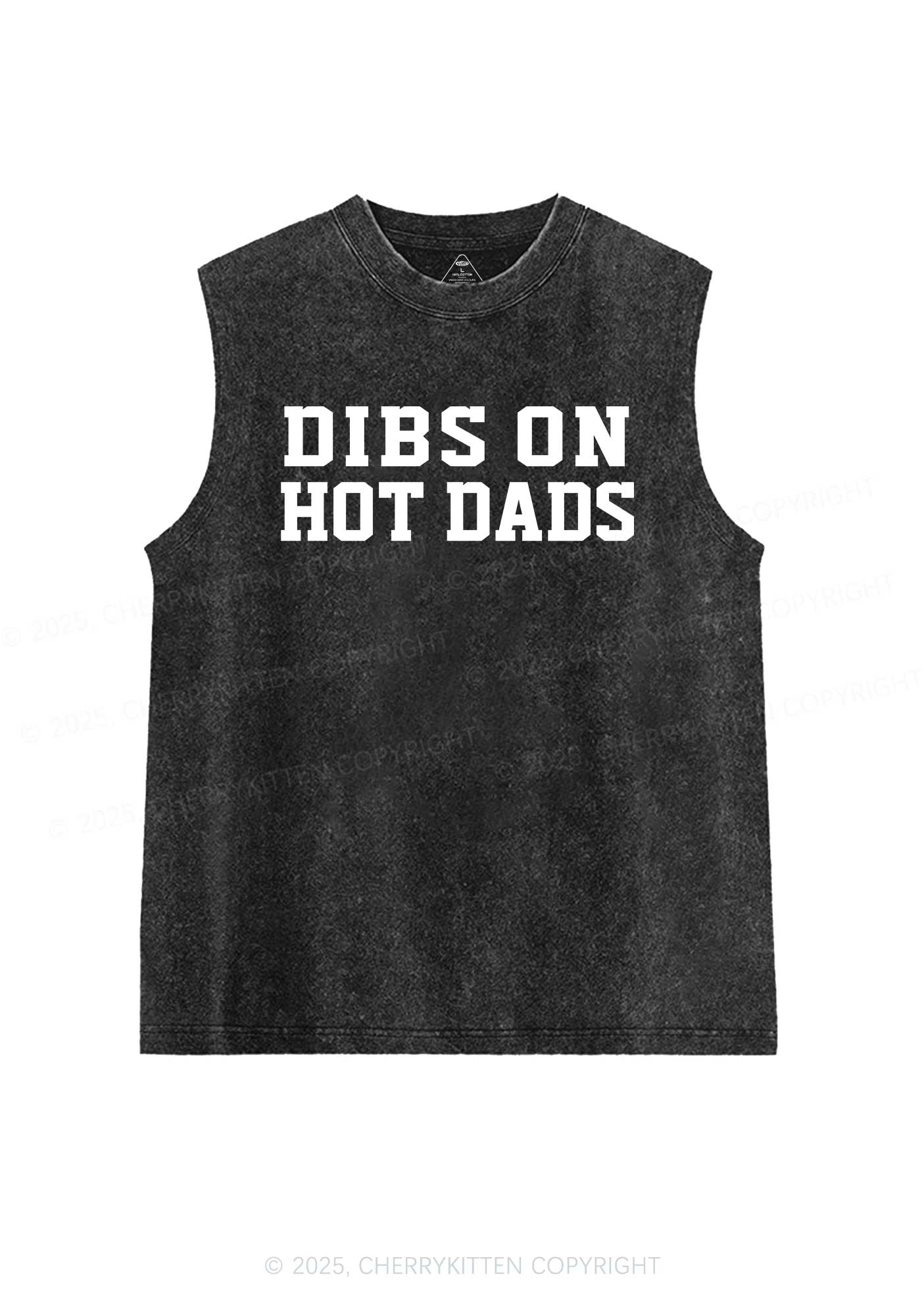 Dibs On Hot Dads Y2K Washed Muscle Tank Cherrykitten