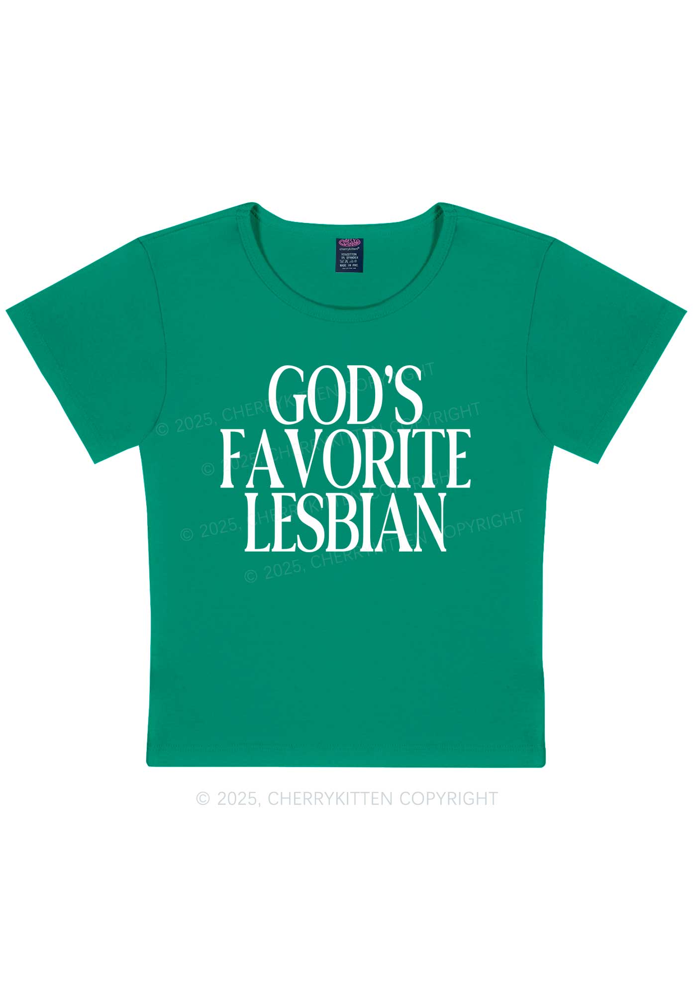 Gods Favorite Lesbian Pride Y2K Baby Tee Cherrykitten
