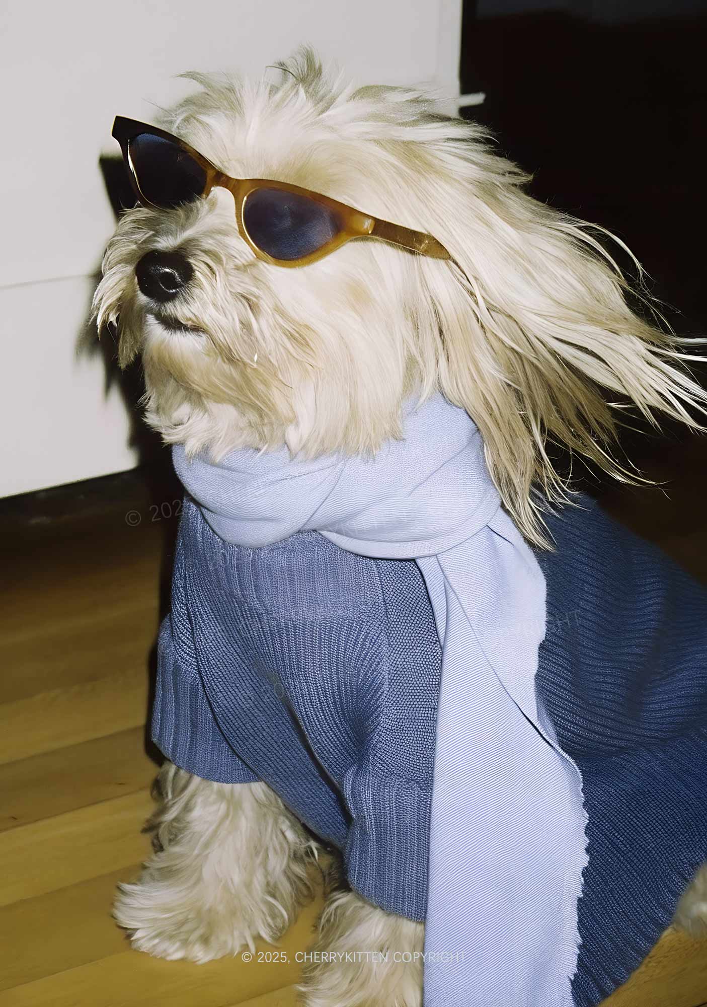 Sunglasses Puppy Y2K Print Midi Skirt Cherrykitten