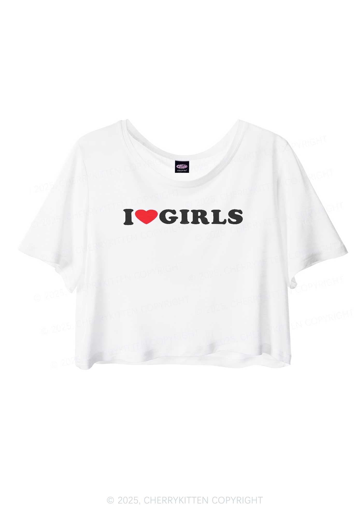 I Love Girls Pride Y2K Sheer Crop Tee Cherrykitten