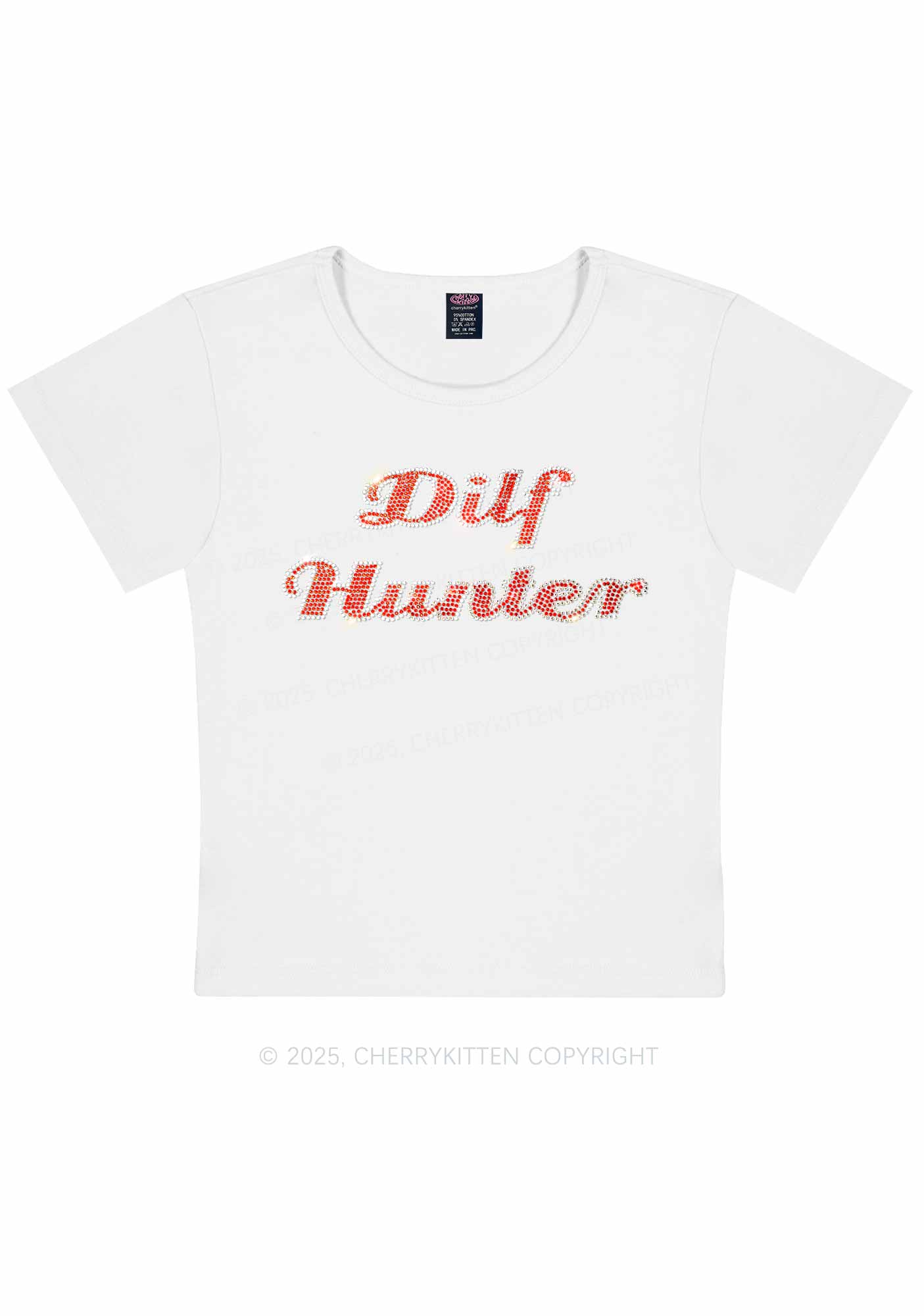Rhinestone Green Hunter Y2K Baby Tee Cherrykitten
