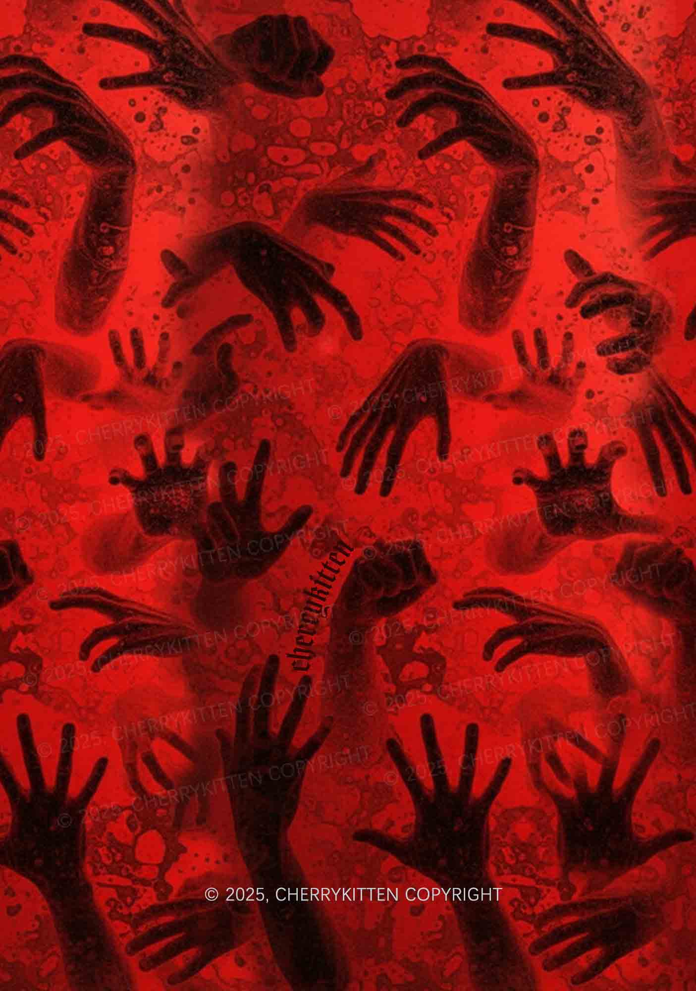 Halloween Red Hands Chaos Y2K Print Cami Crop Top Cherrykitten