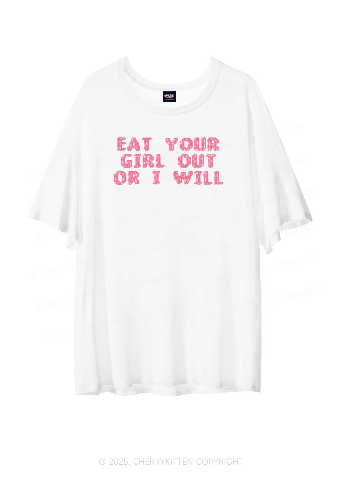 Eat Your Girl Out Pride Y2K Sheer Boyfriend Tee Cherrykitten