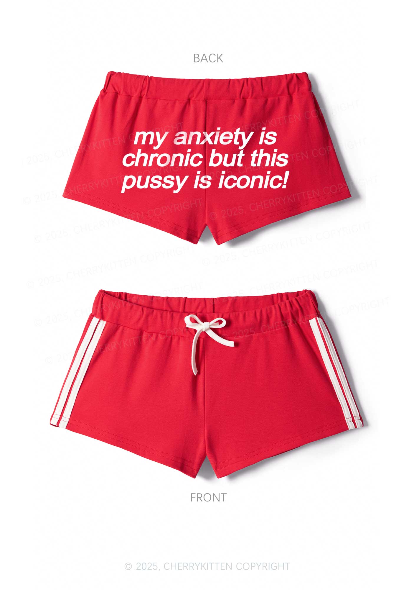 My Anxiety Is Chronic Y2K Drawstring Mini Shorts Cherrykitten