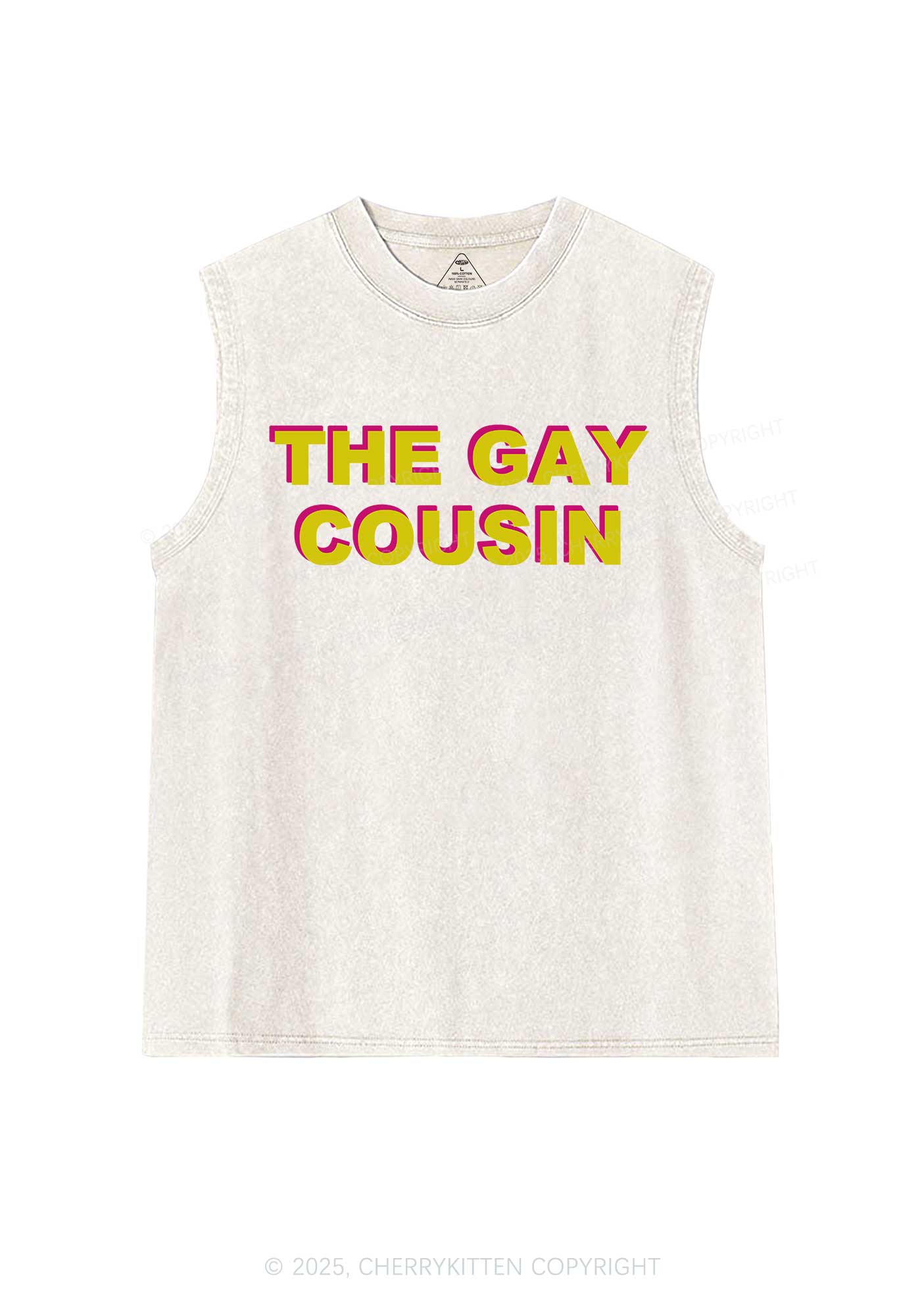 The Gay Cousin Pride Y2K Washed Muscle Tank Cherrykitten