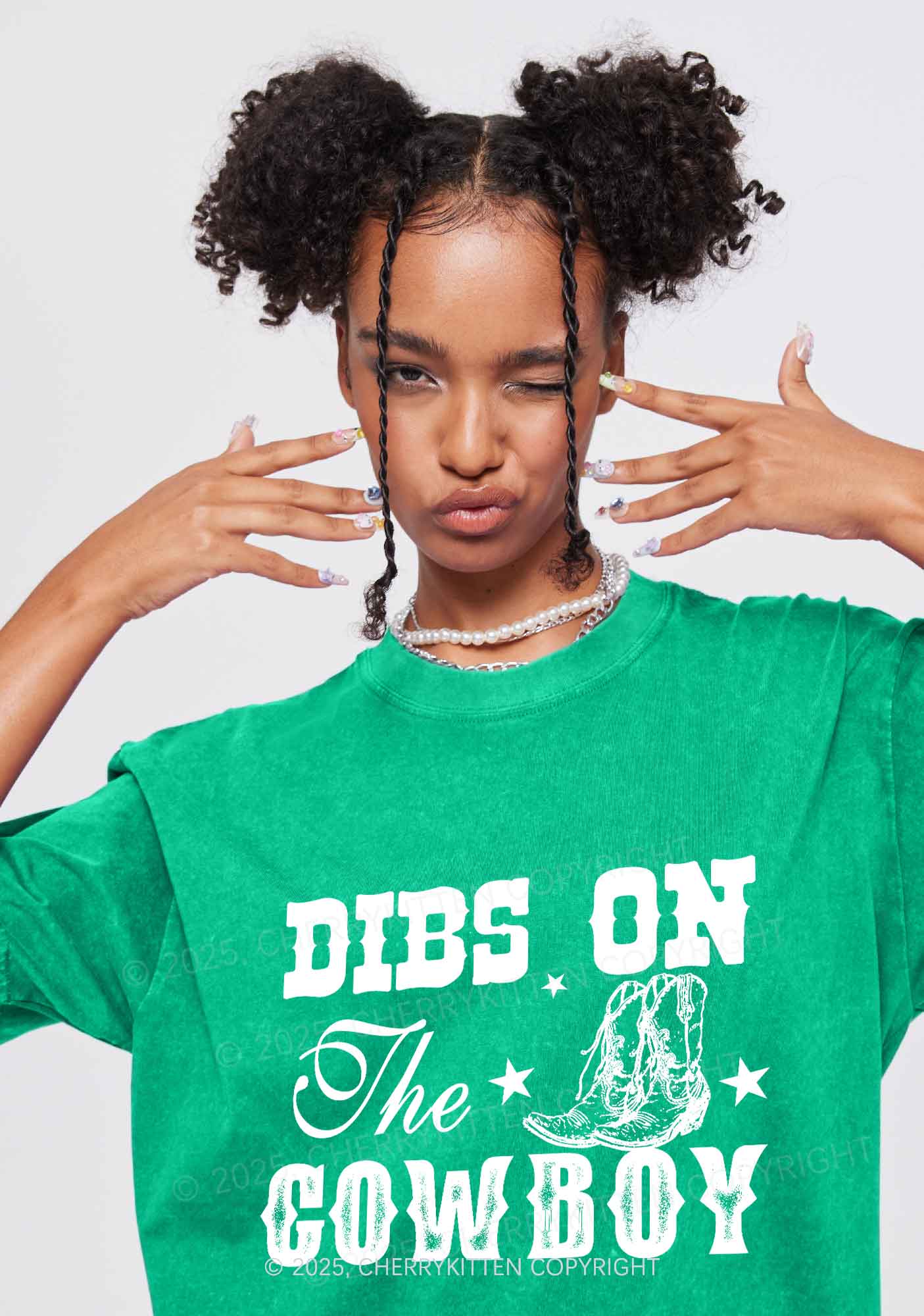 Dibs On The Cowboy Y2K Shirts Washed Tee Cherrykitten