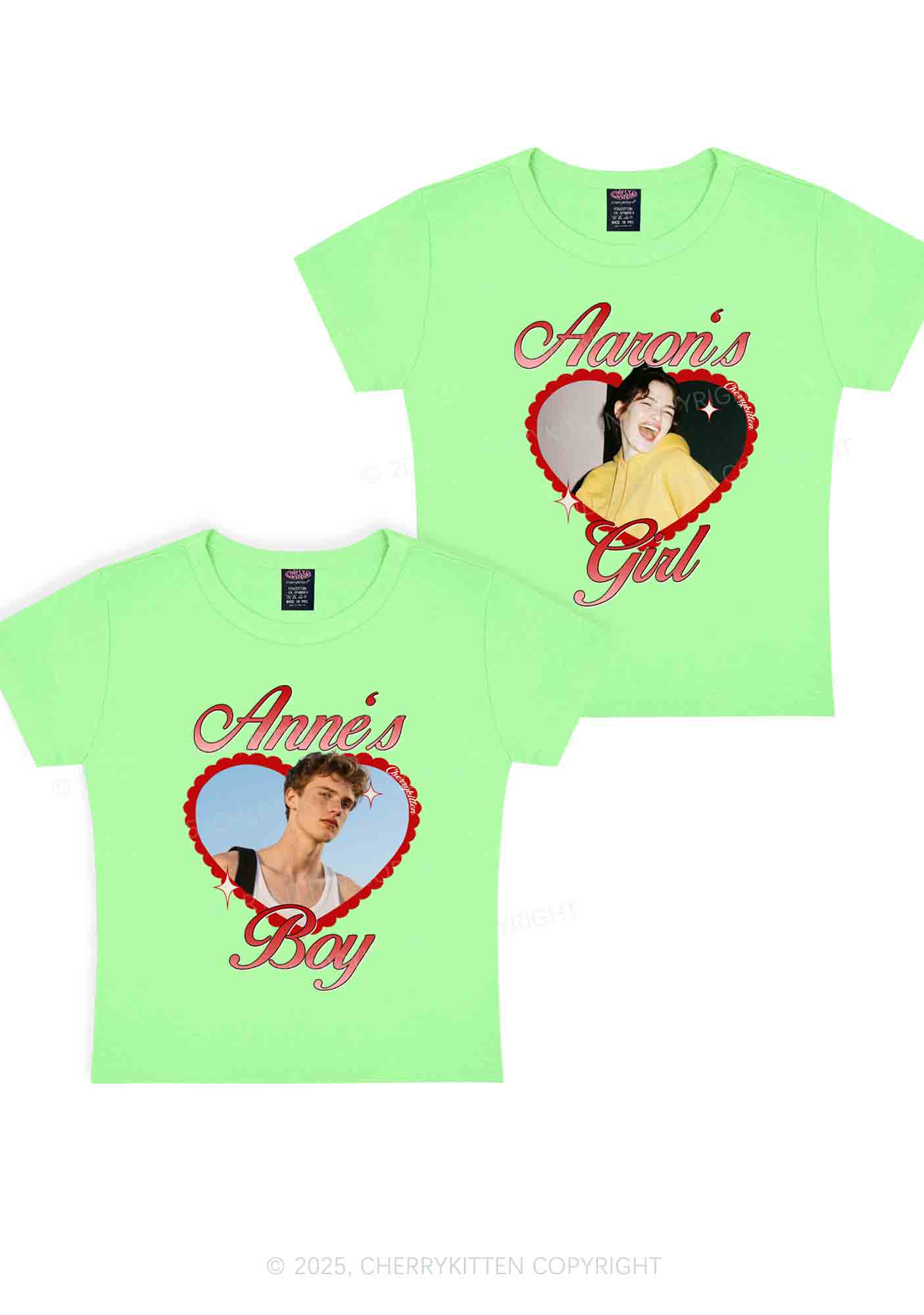 Custom Photo Heart Graphic Y2K Valentine's Day Baby Tee Cherrykitten