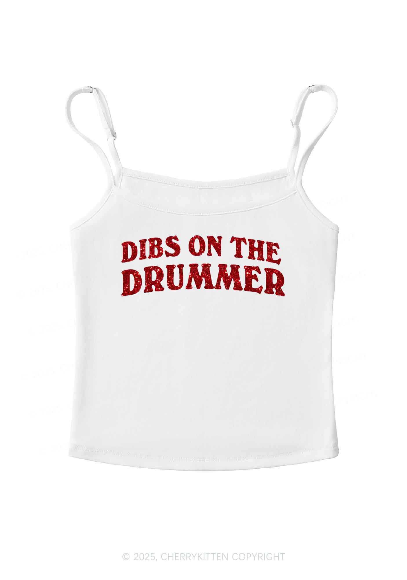 Glitter Dibs On The Drummer Y2K Spaghetti Strap Cami Cherrykitten