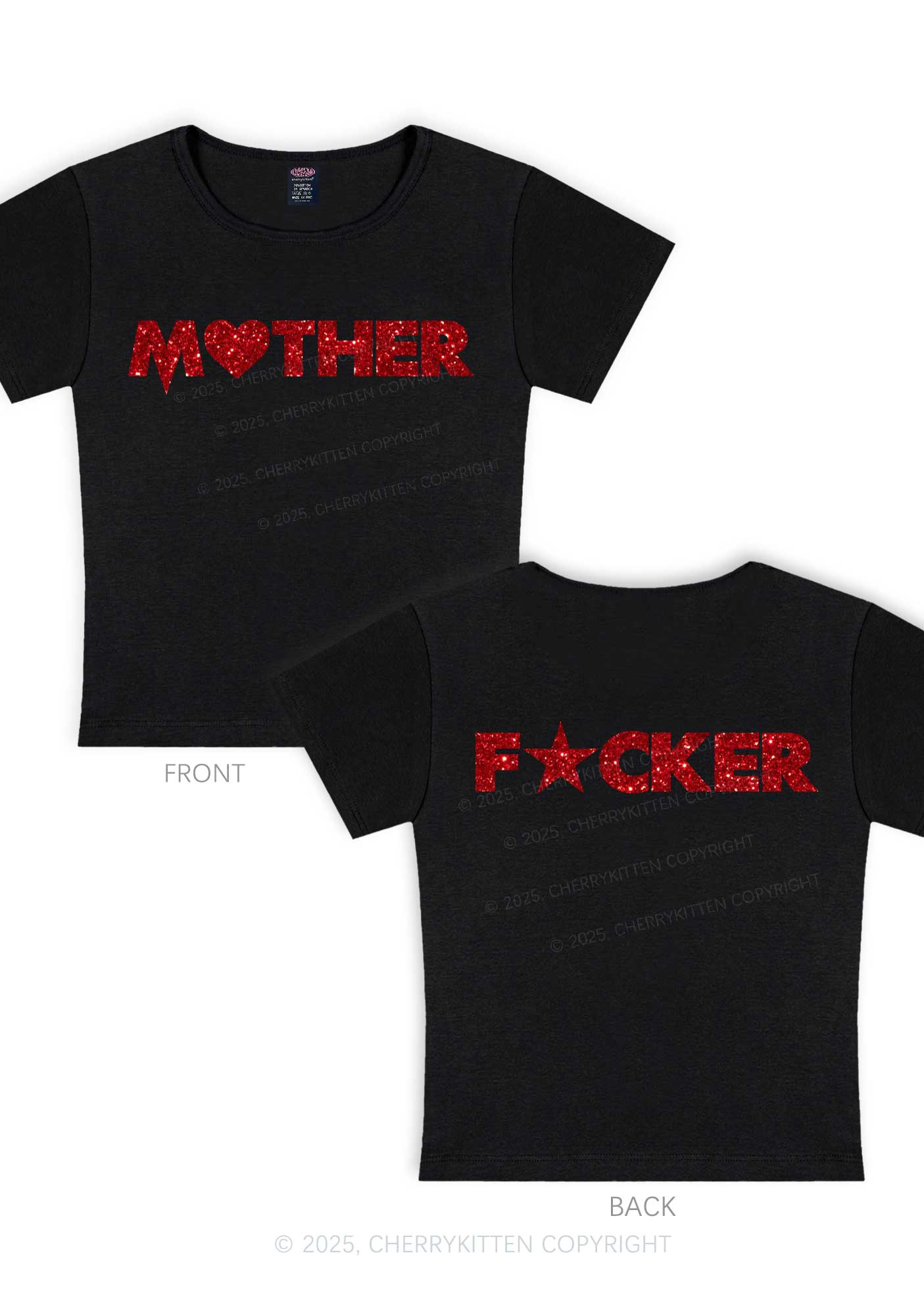 Glitter Motherfxcker Two Sides Y2K Baby Tee Cherrykitten