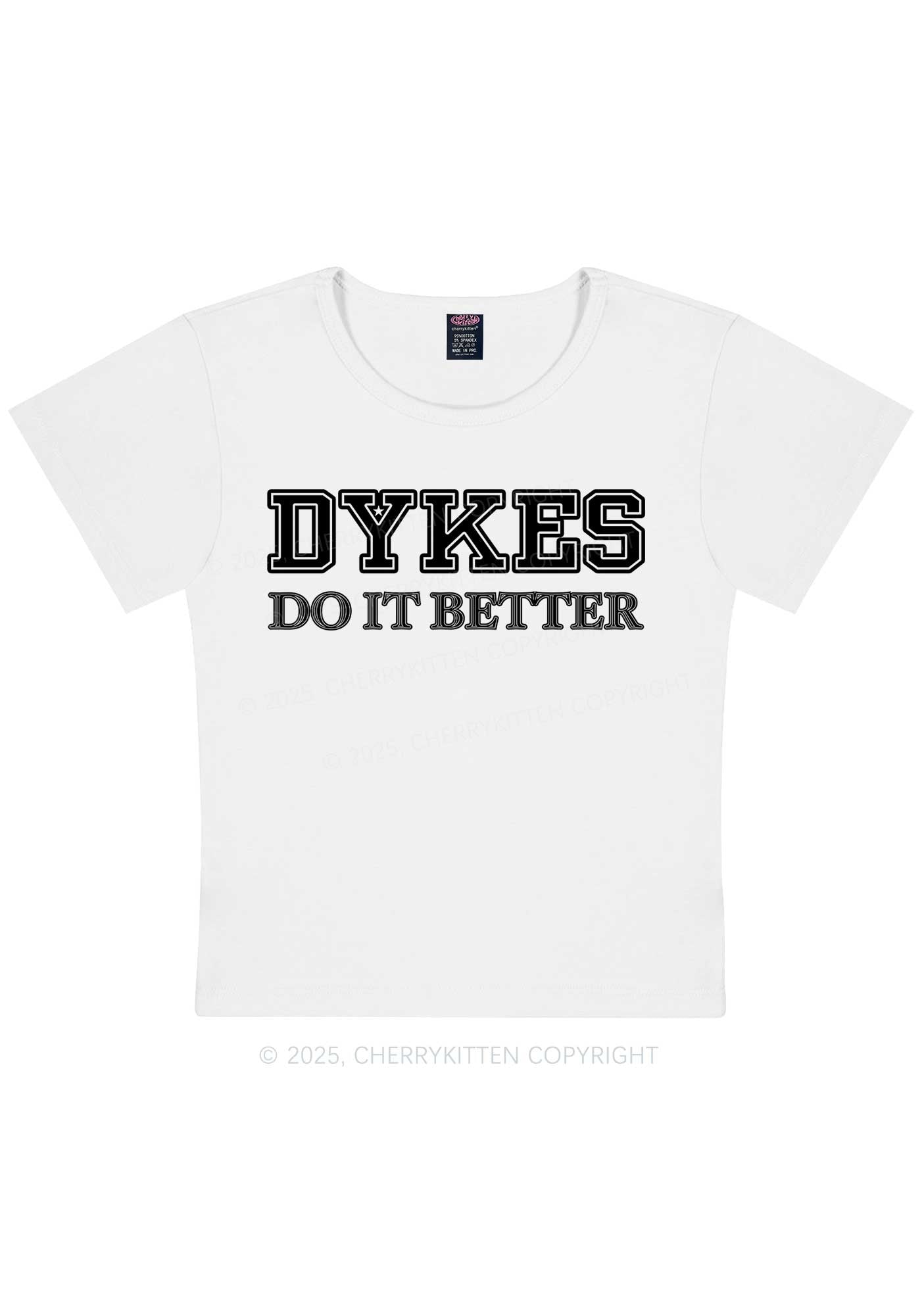 Dykes Do It Better Pride Y2K Baby Tee Cherrykitten