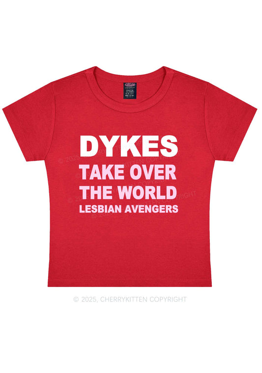 Dyke Take Over The World Y2K Baby Tee Cherrykitten