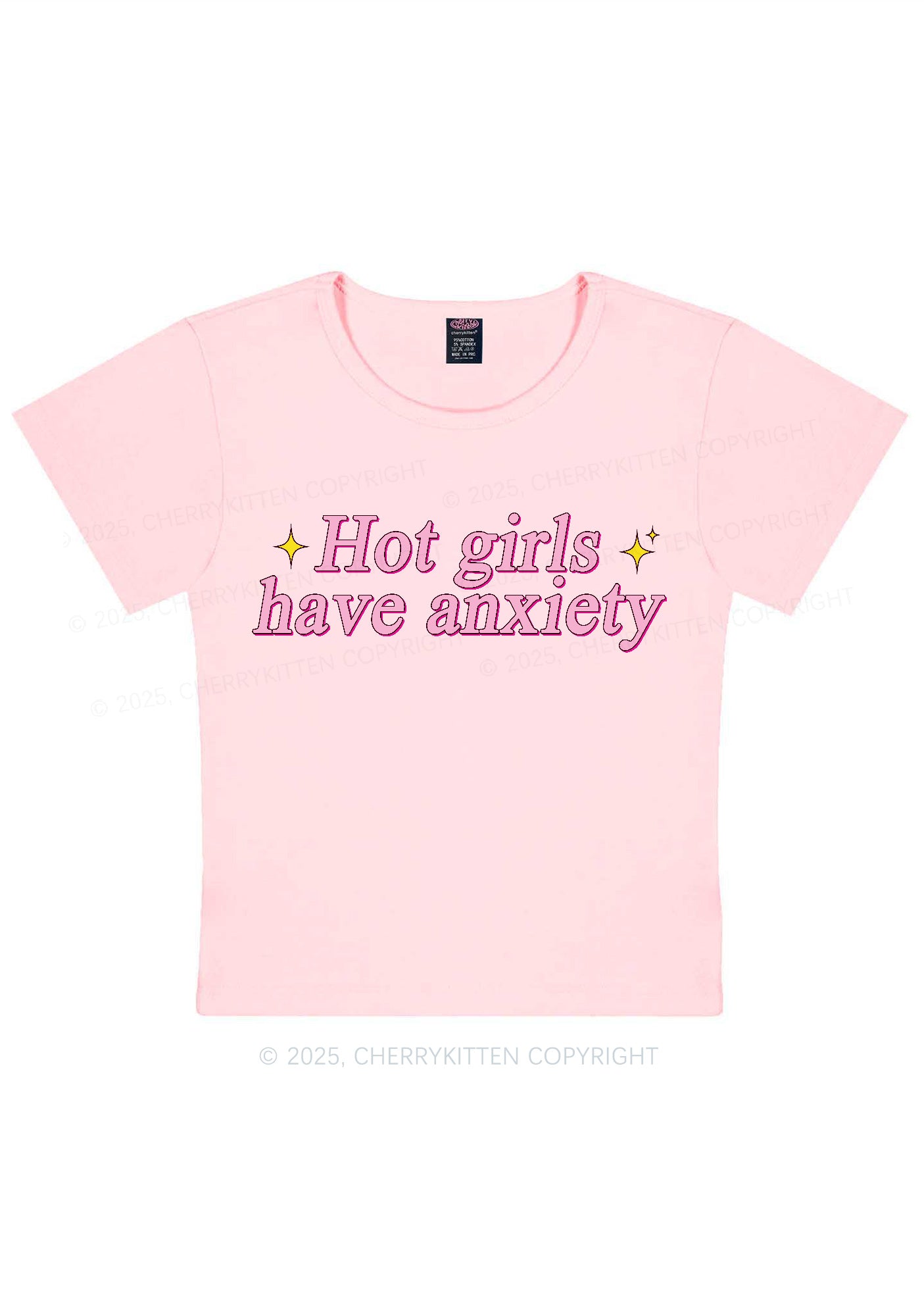 Hot Girls Anxiety Y2K Baby Tee Cherrykitten