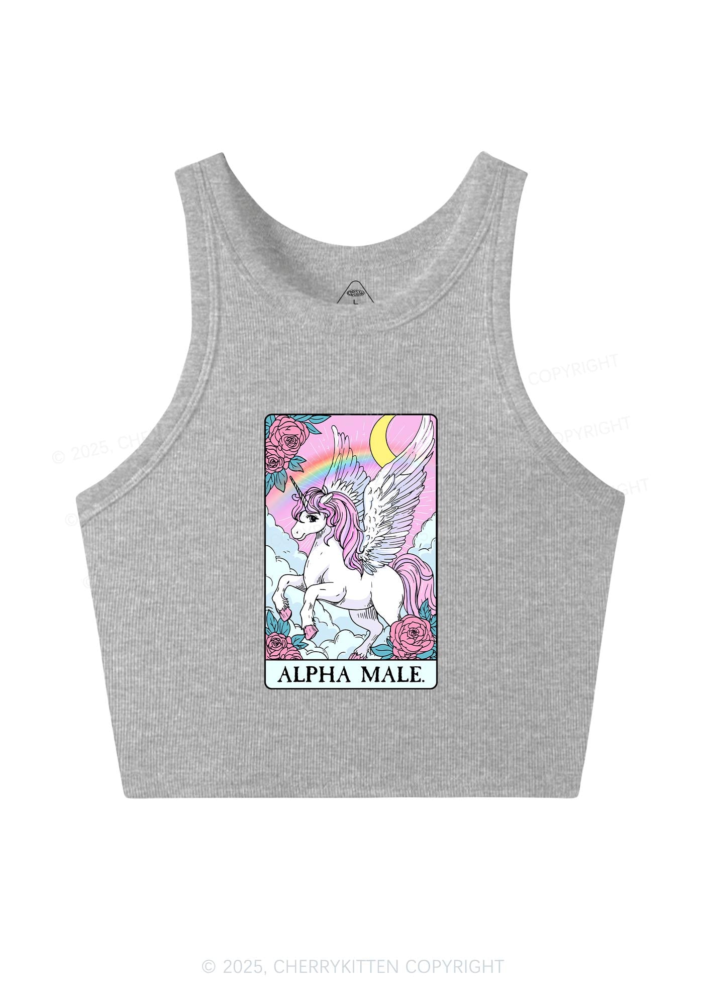 Rose Unicorn Alpha Male Y2K Crop Tank Top Cherrykitten