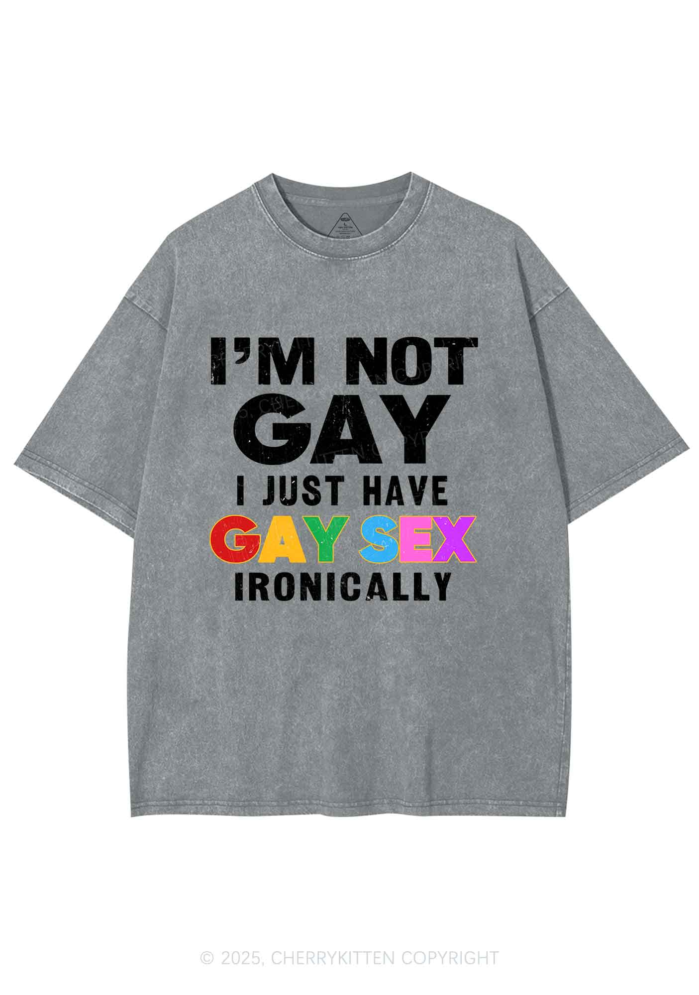 Gay Sx Ironically Pride Y2K Shirts Washed Tee Cherrykitten