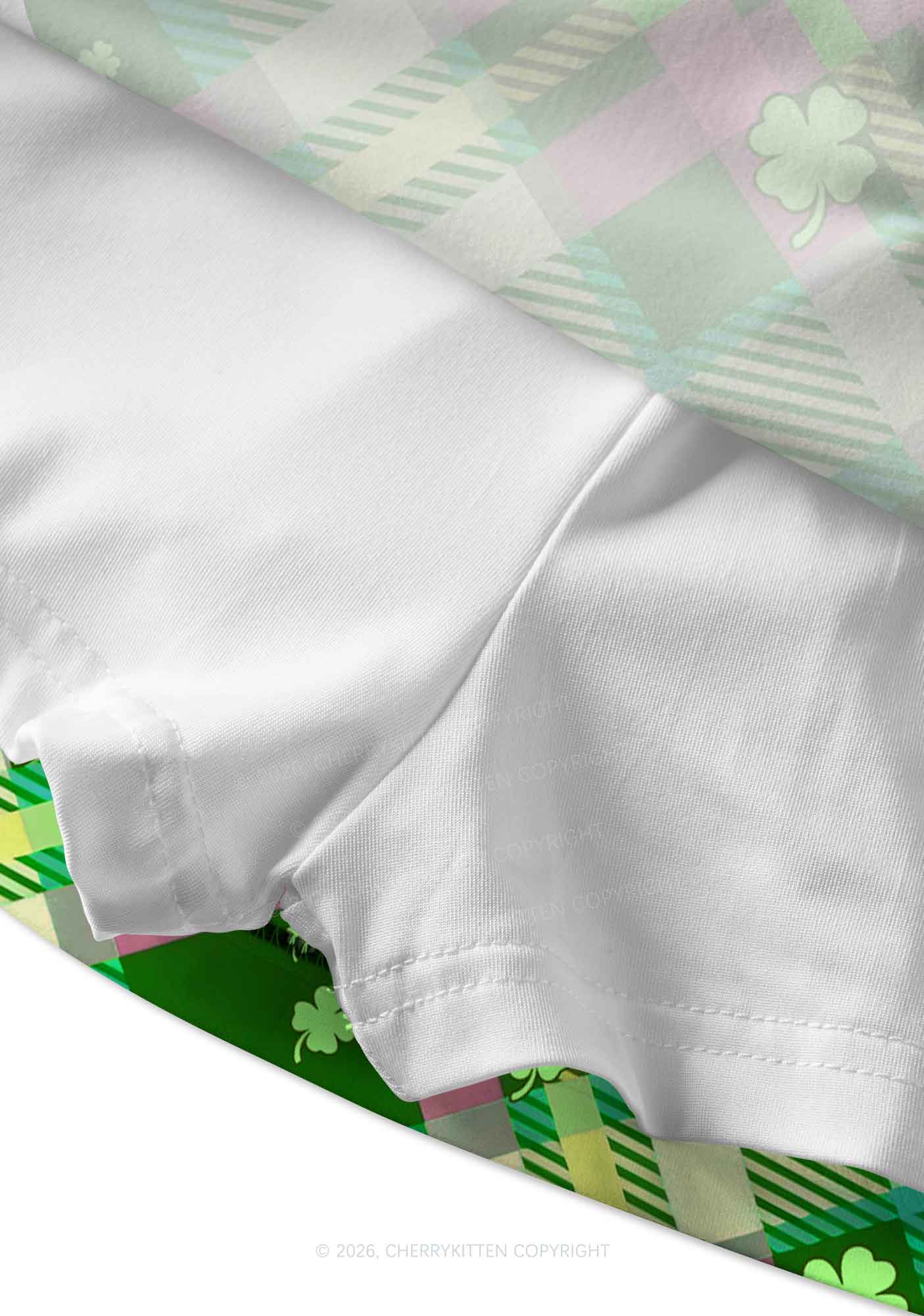 Four Leaf Clover Plaid St Patricks Y2K Print Mini Skirt Cherrykitten