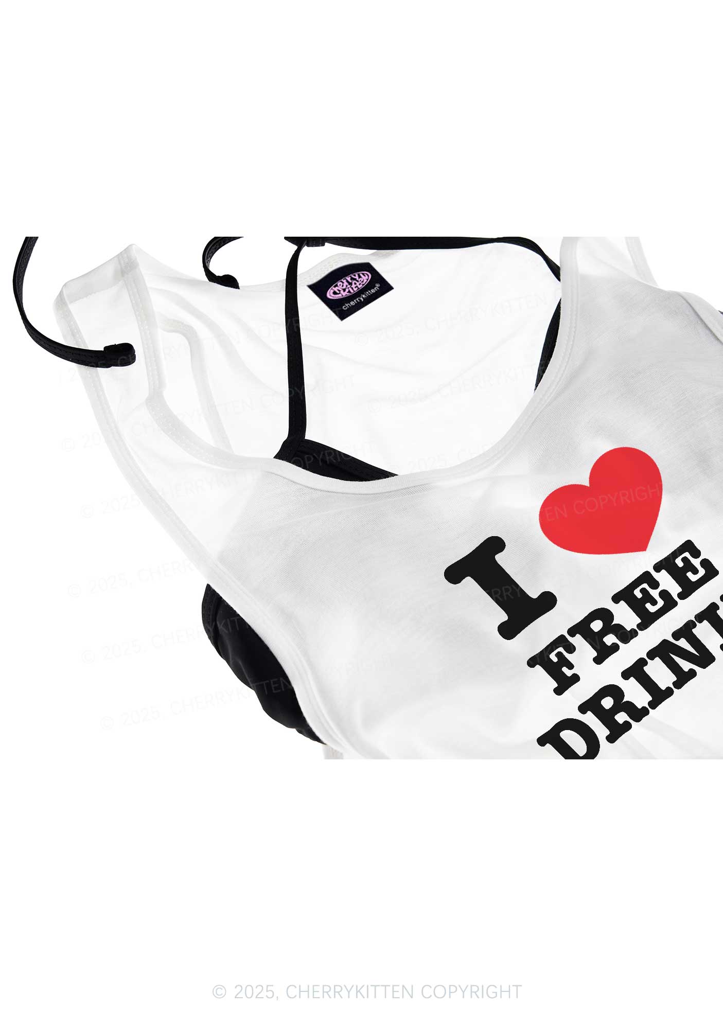 I Love Free Drinks Y2K Sheer Boyfriend Tank Cherrykitten