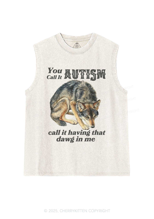 You Call It Autism Y2K Washed Muscle Tank Cherrykitten