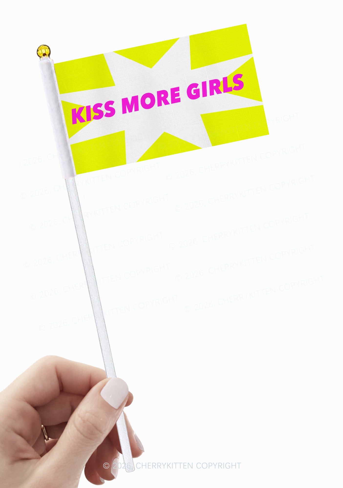 Kiss More Girls Pride Y2K Hand Flags Cherrykitten