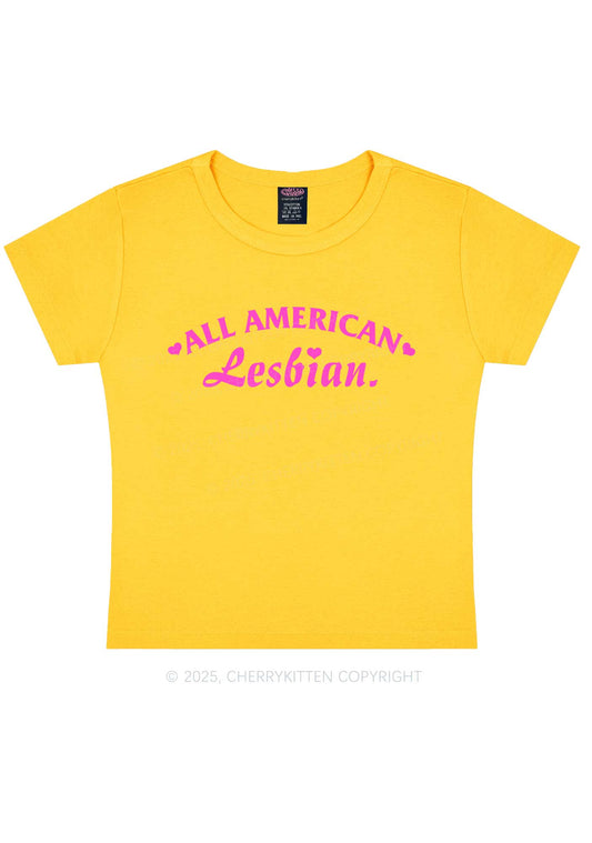 All American Lesbian Y2K Baby Tee Cherrykitten